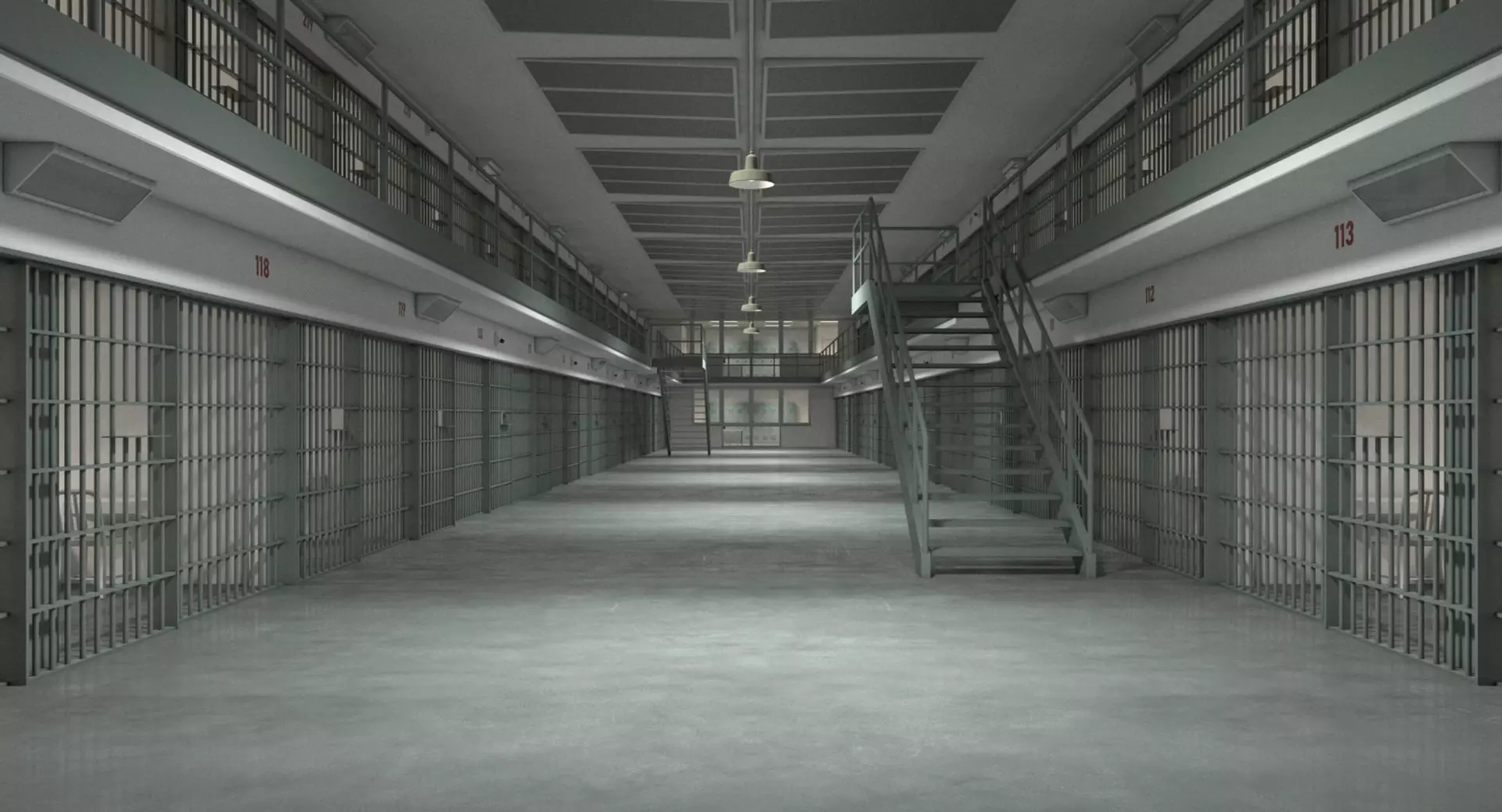Prison Cell Block 003 3D model_0