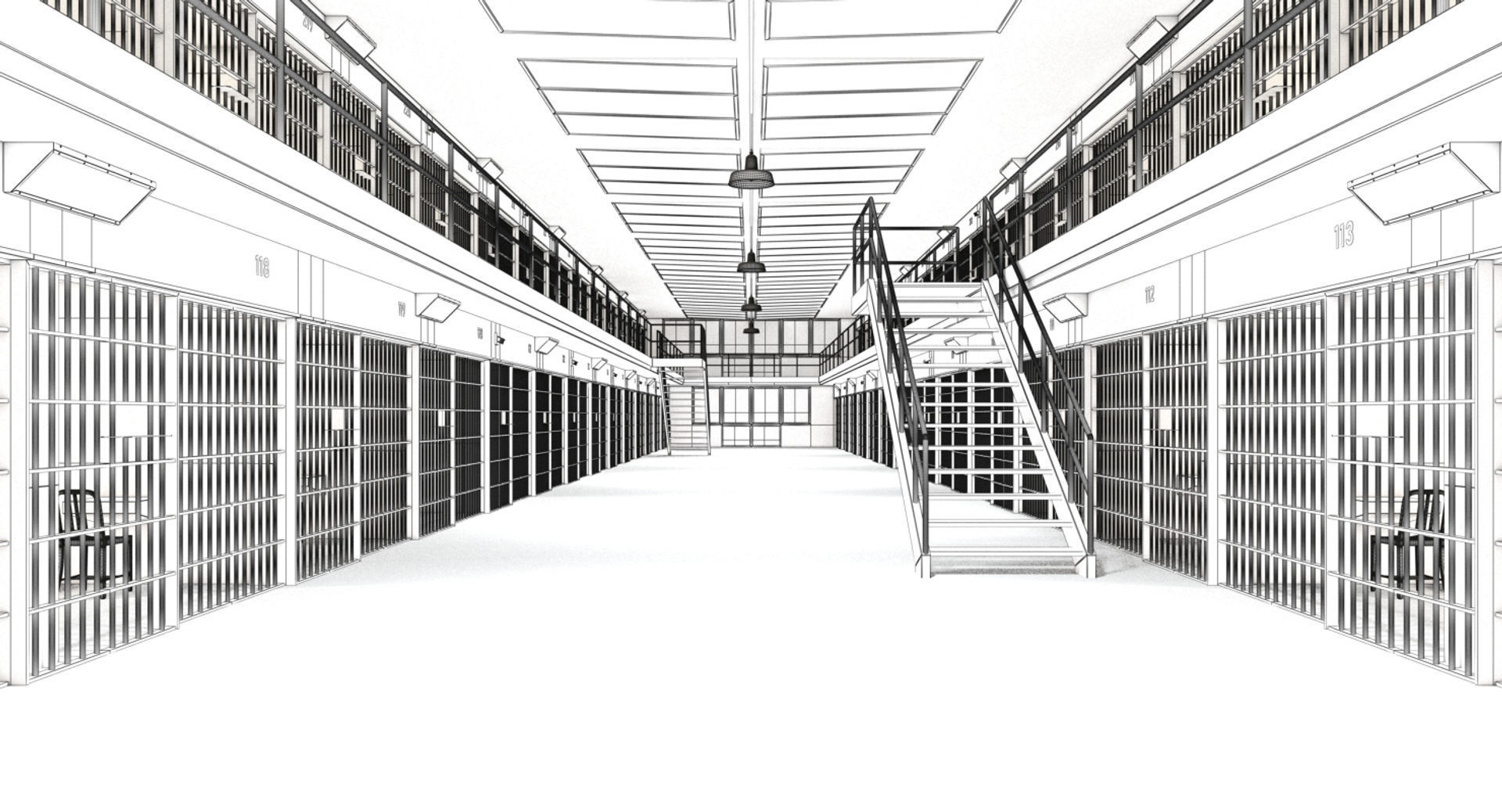 Prison Cell Block 003 3D model_1