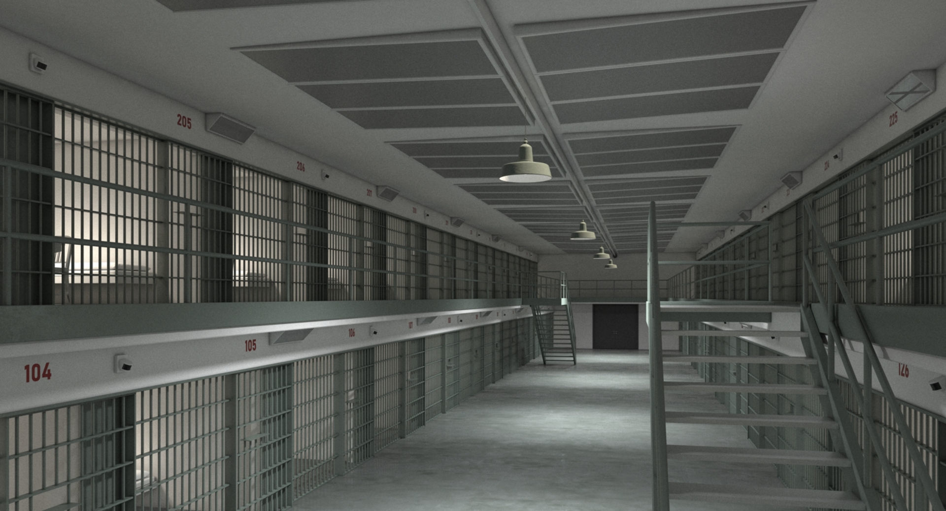 Prison Cell Block 003 3D model_3
