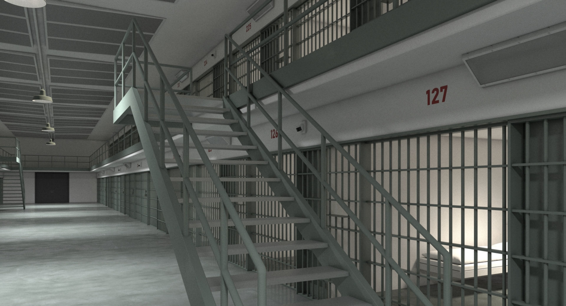 Prison Cell Block 003 3D model_6