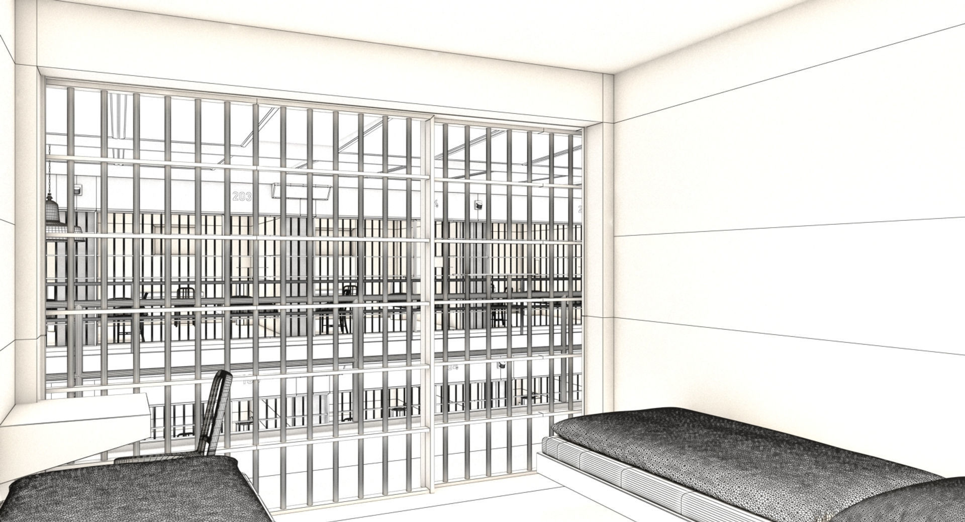 Prison Cell Block 003 3D model_8