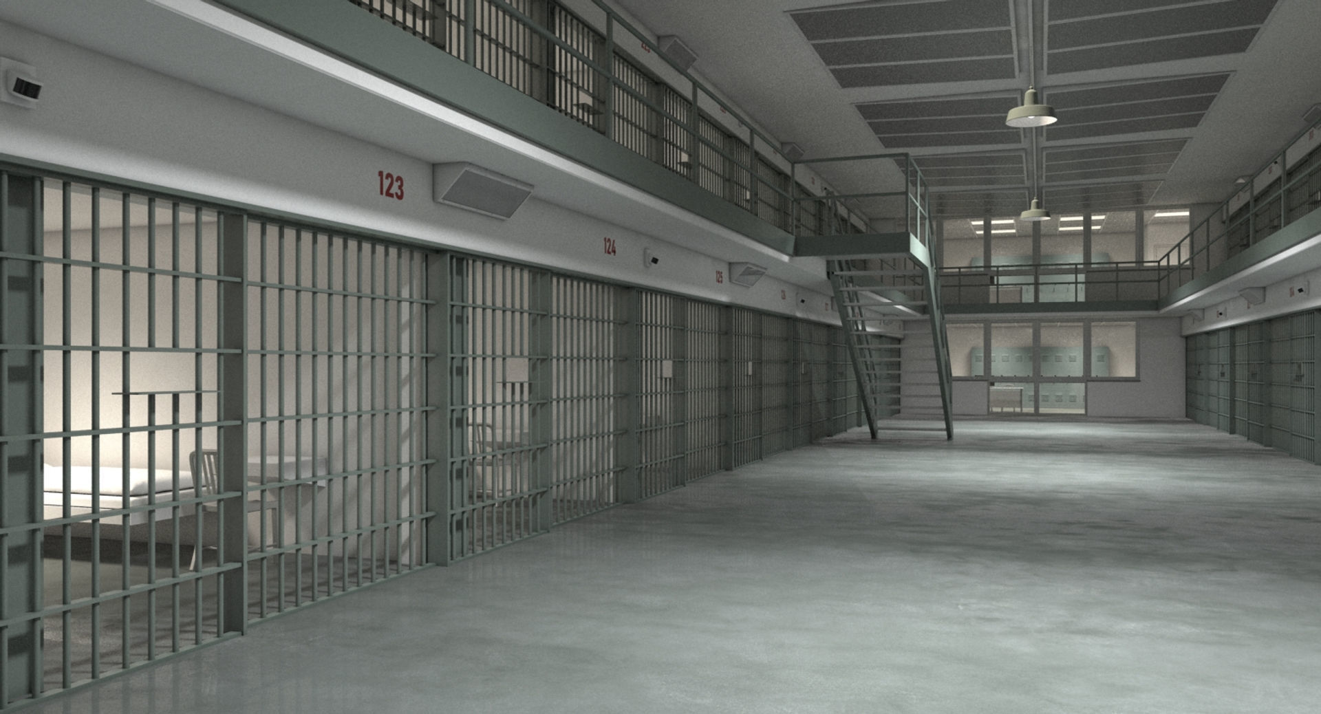 Prison Cell Block 003 3D model_11