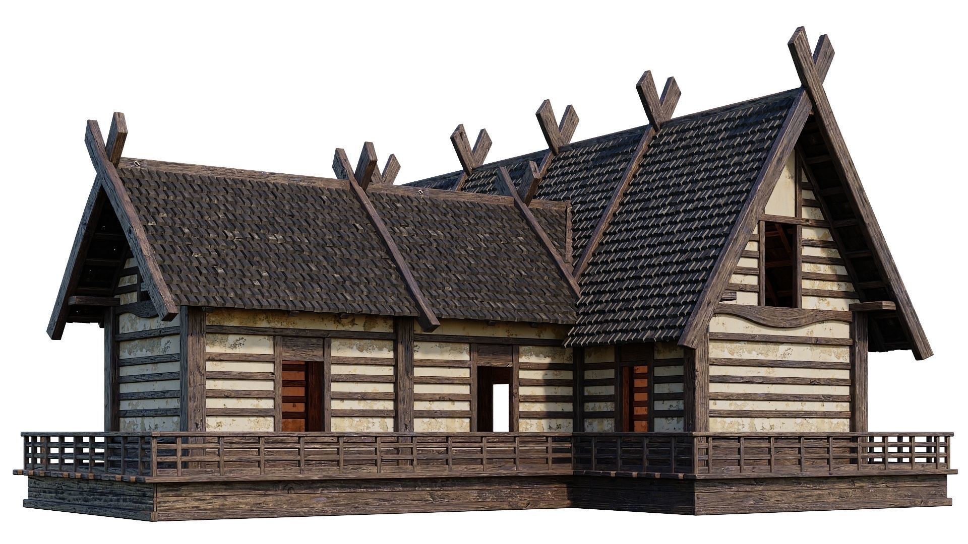 Old Medieval Building House 4K Textures GameReady 85 Low-poly 3D model_8