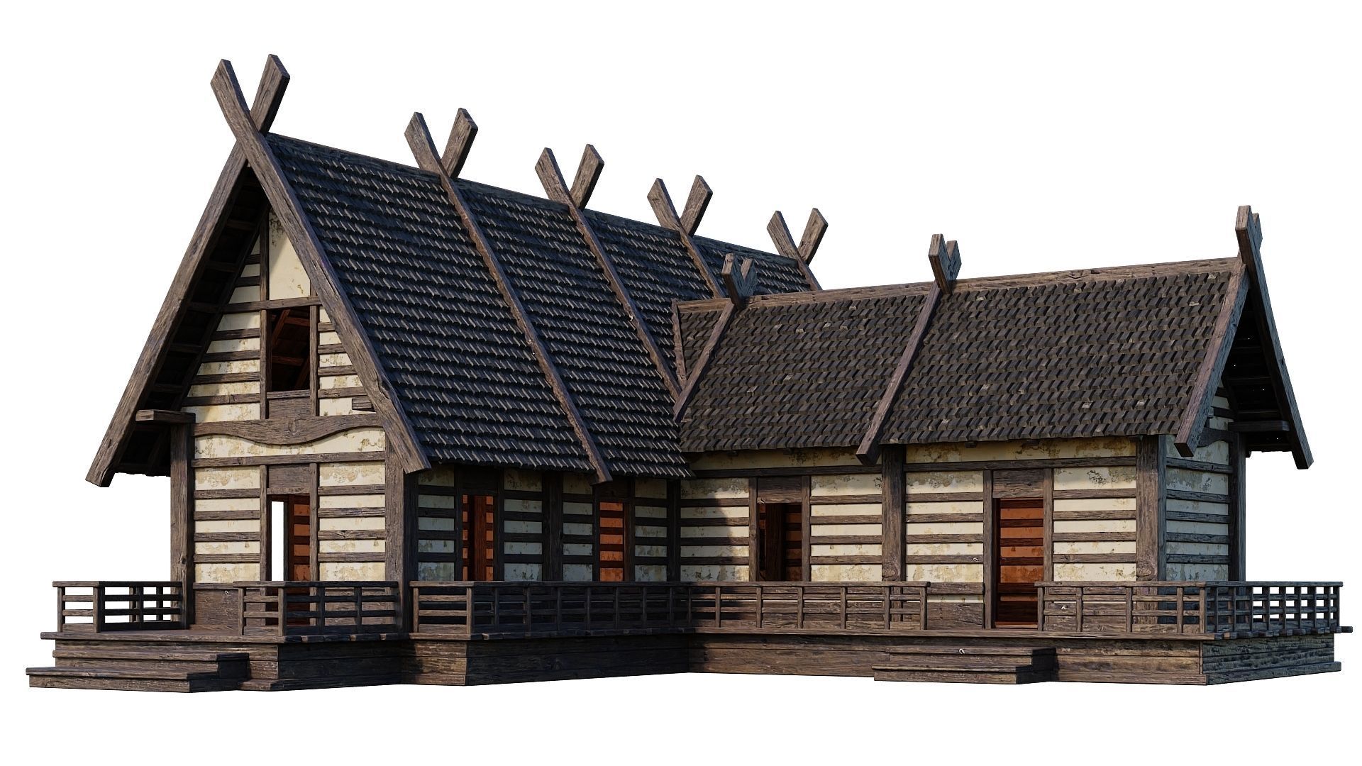Old Medieval Building House 4K Textures GameReady 85 Low-poly 3D model_1