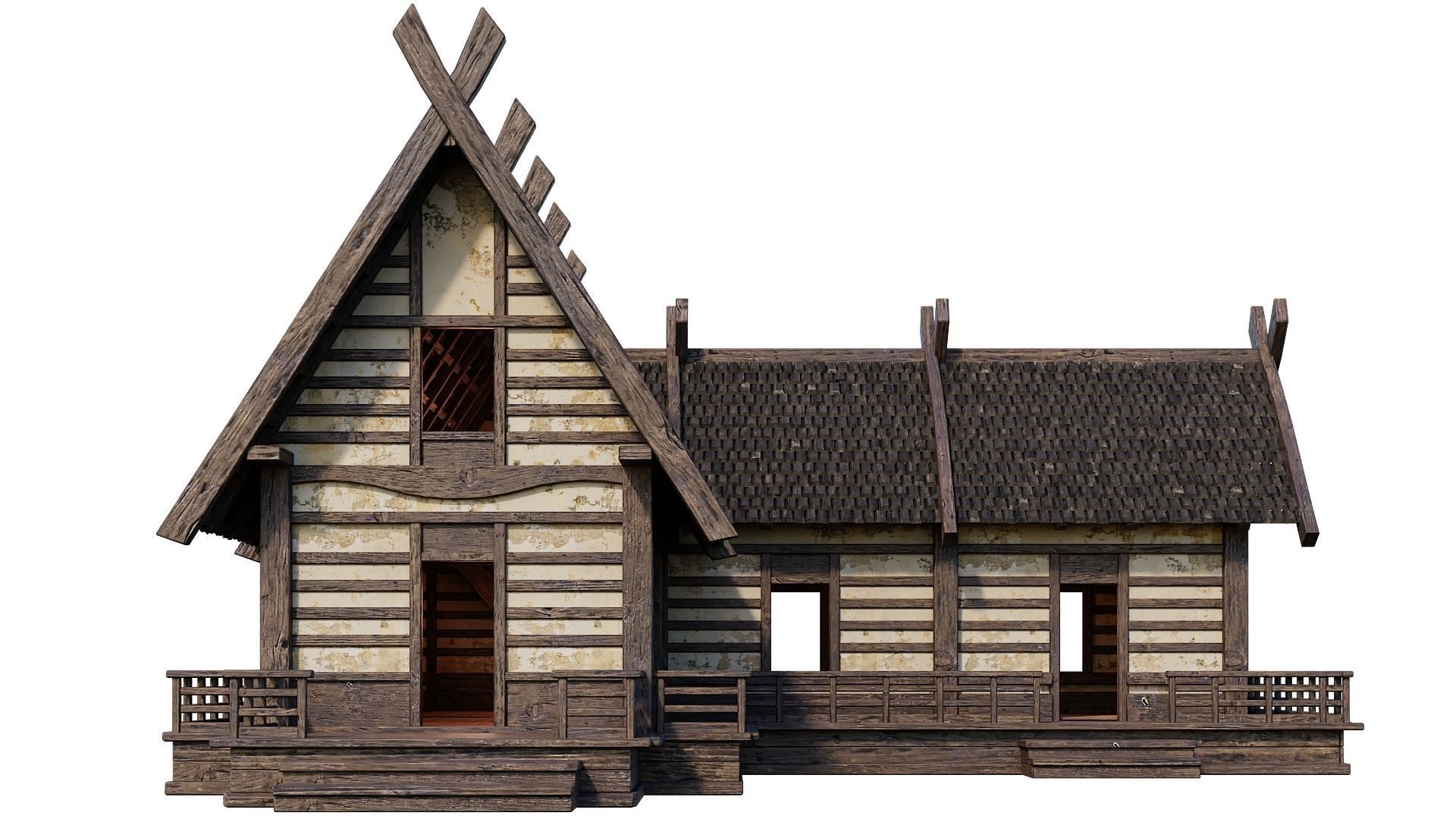 Old Medieval Building House 4K Textures GameReady 85 Low-poly 3D model_2