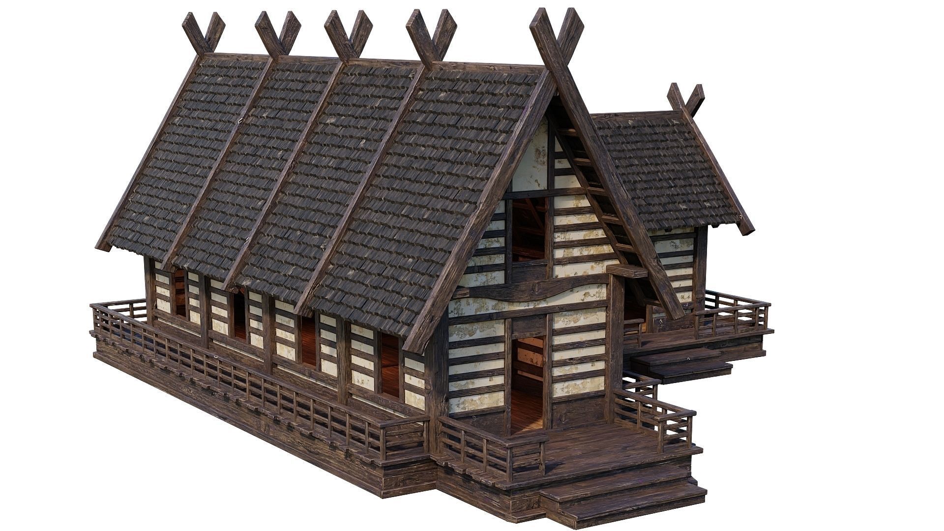 Old Medieval Building House 4K Textures GameReady 85 Low-poly 3D model_5