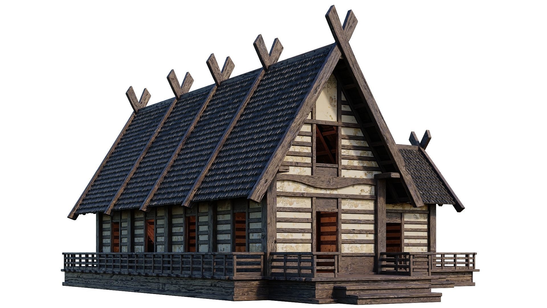 Old Medieval Building House 4K Textures GameReady 85 Low-poly 3D model_4