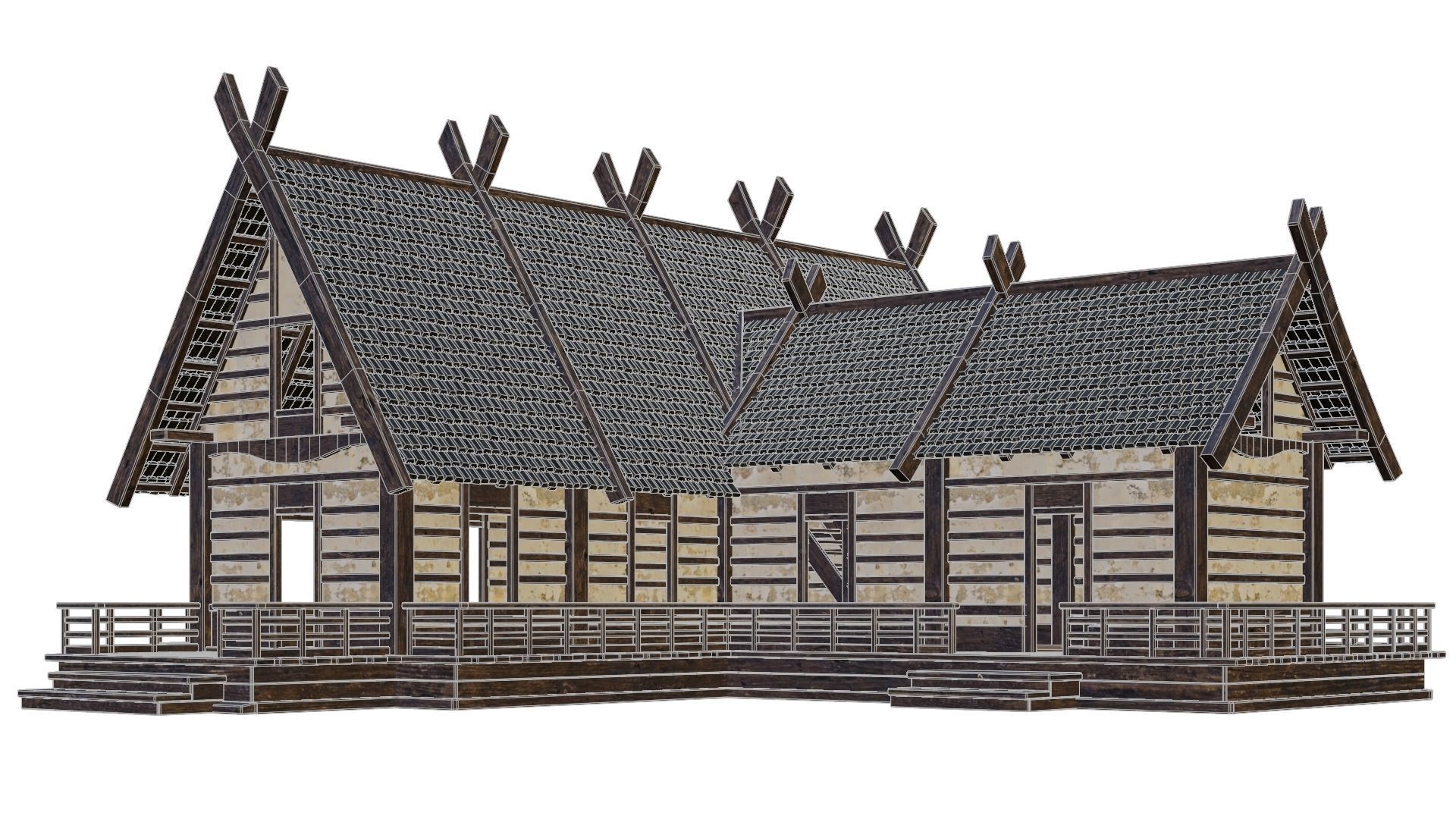 Old Medieval Building House 4K Textures GameReady 85 Low-poly 3D model_7