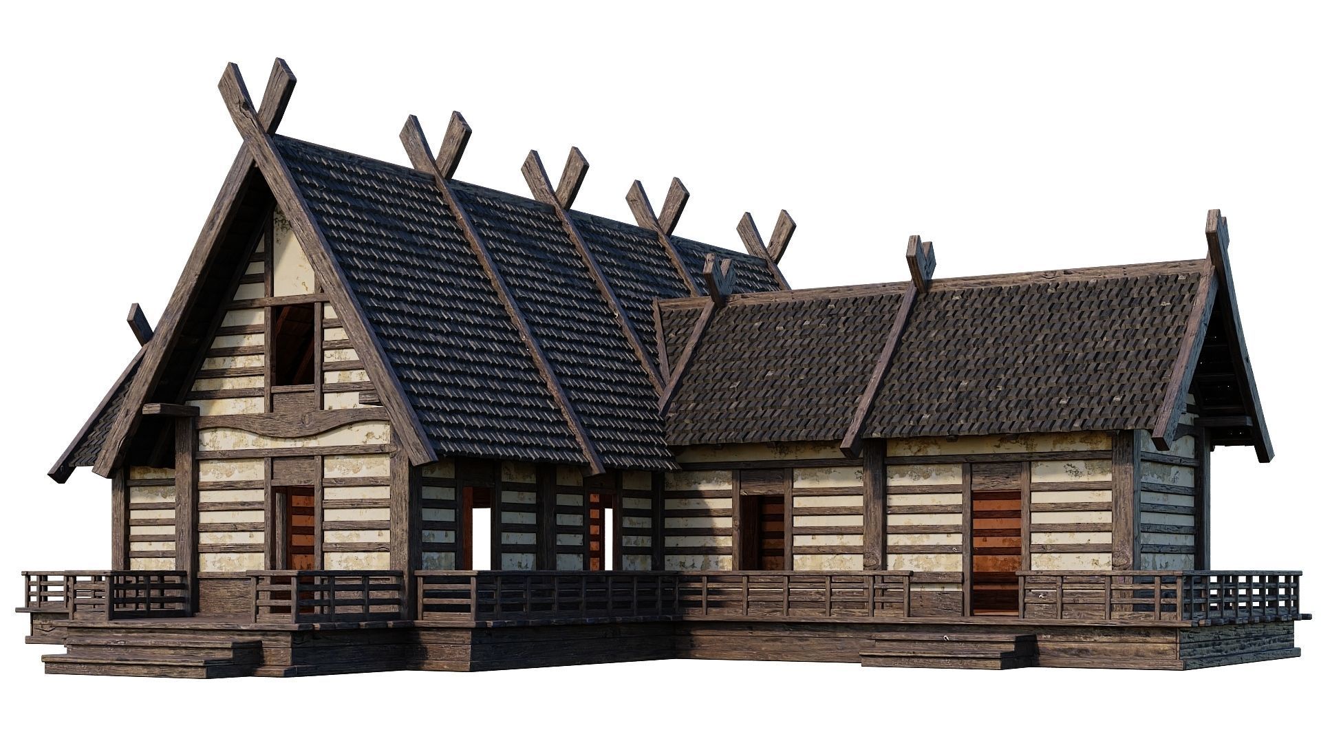 Old Medieval Building House 4K Textures GameReady 86 Low-poly 3D model_1