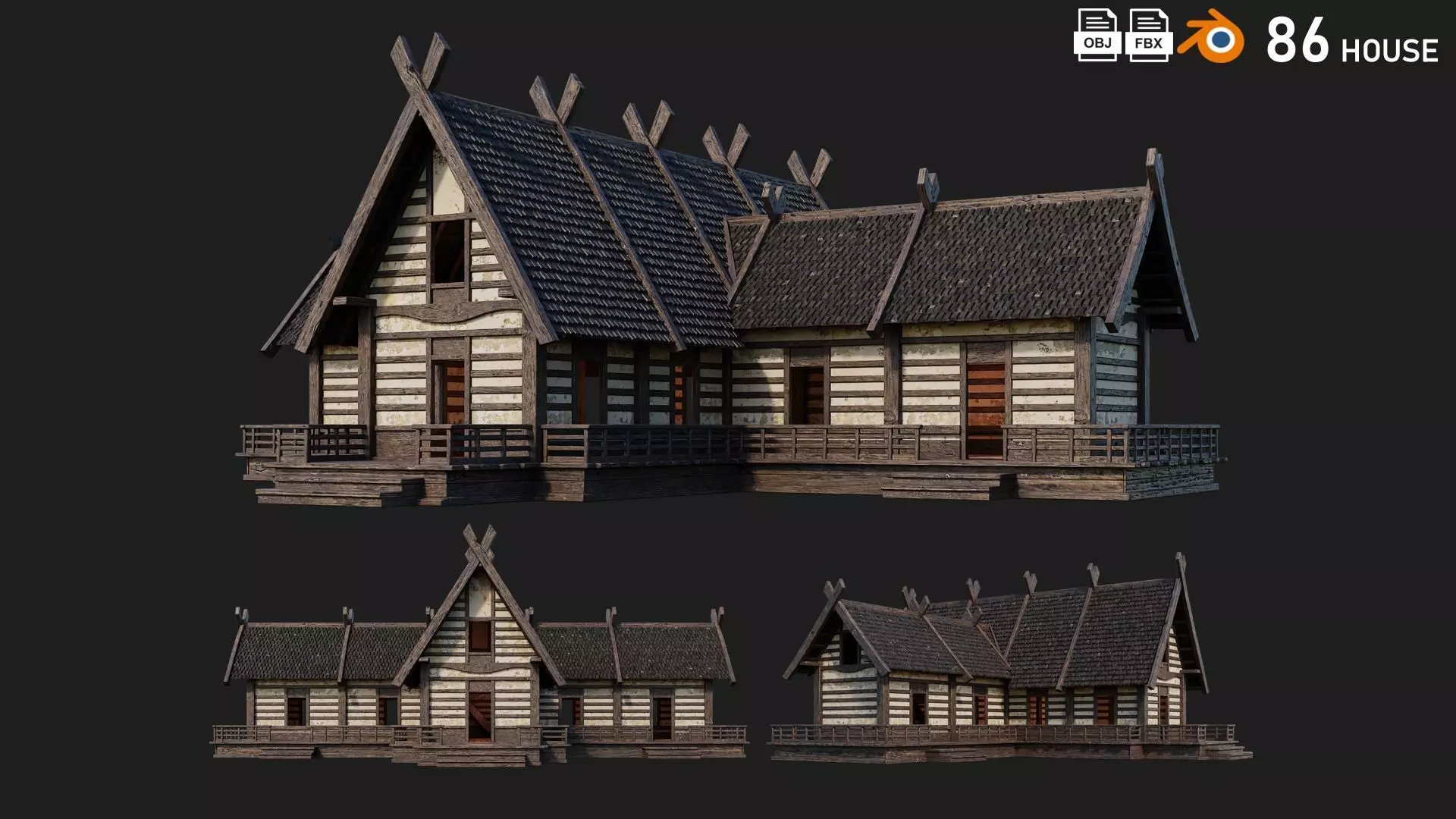 Old Medieval Building House 4K Textures GameReady 86 Low-poly 3D model_0