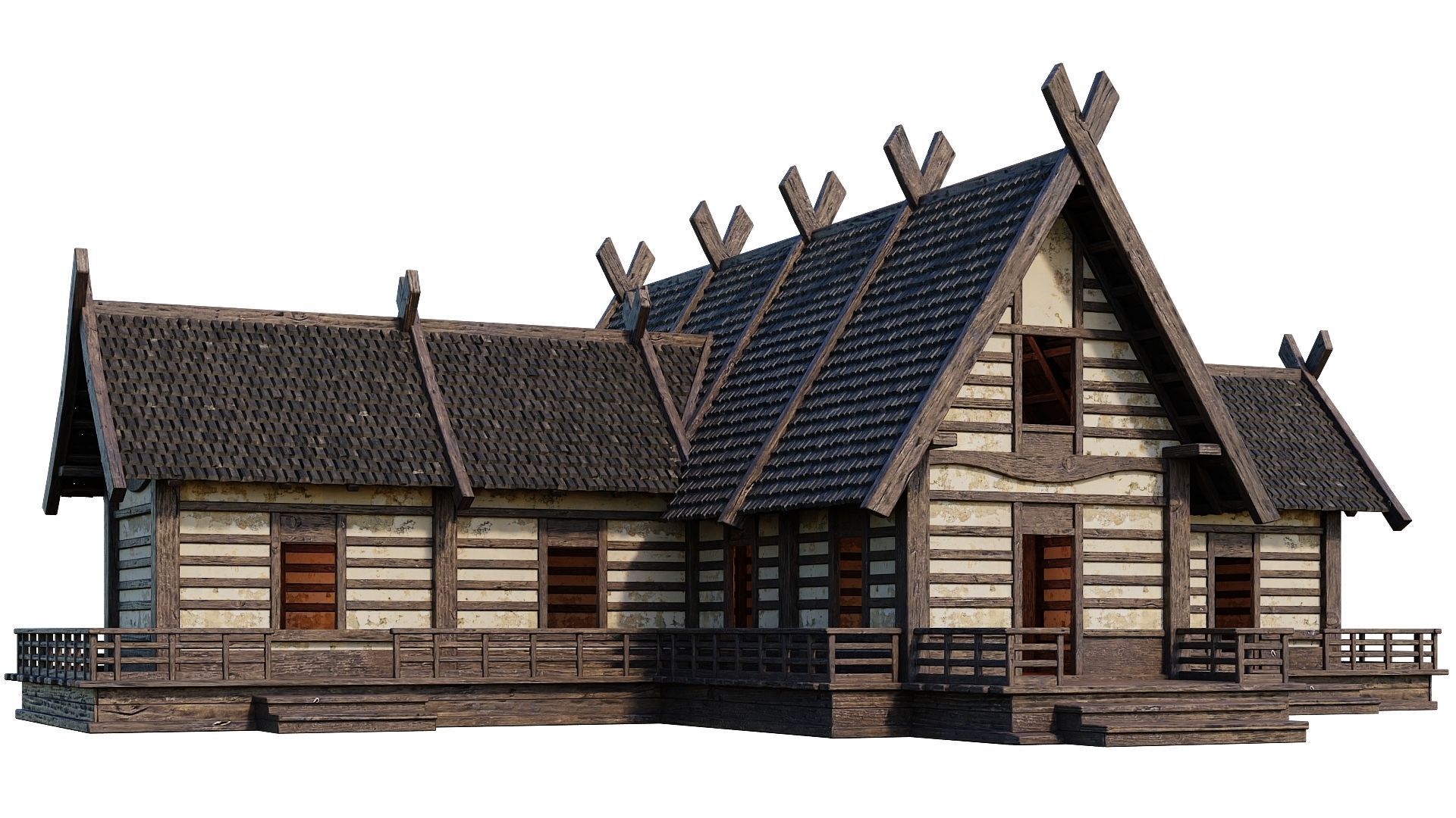 Old Medieval Building House 4K Textures GameReady 86 Low-poly 3D model_4