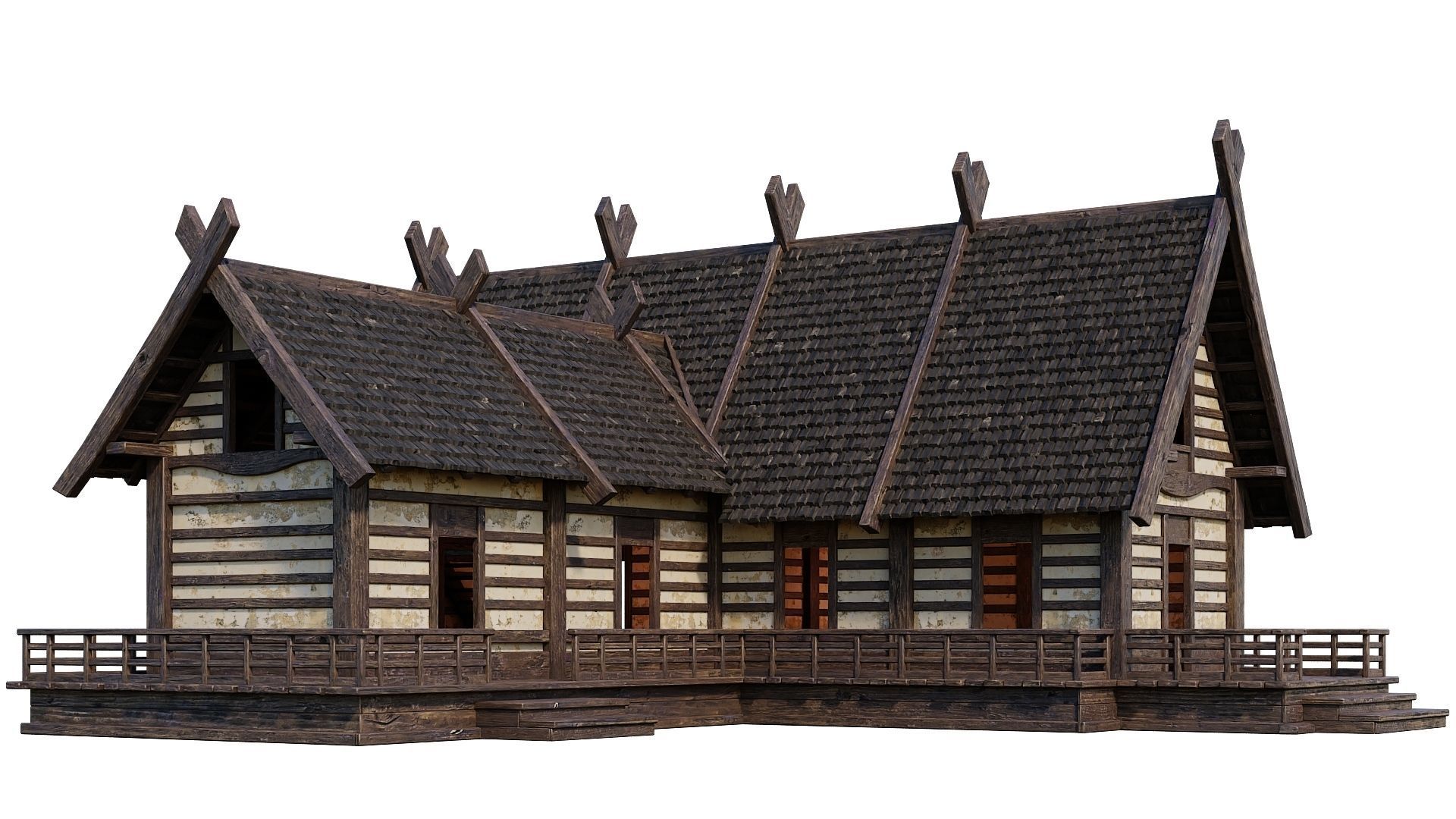 Old Medieval Building House 4K Textures GameReady 86 Low-poly 3D model_9
