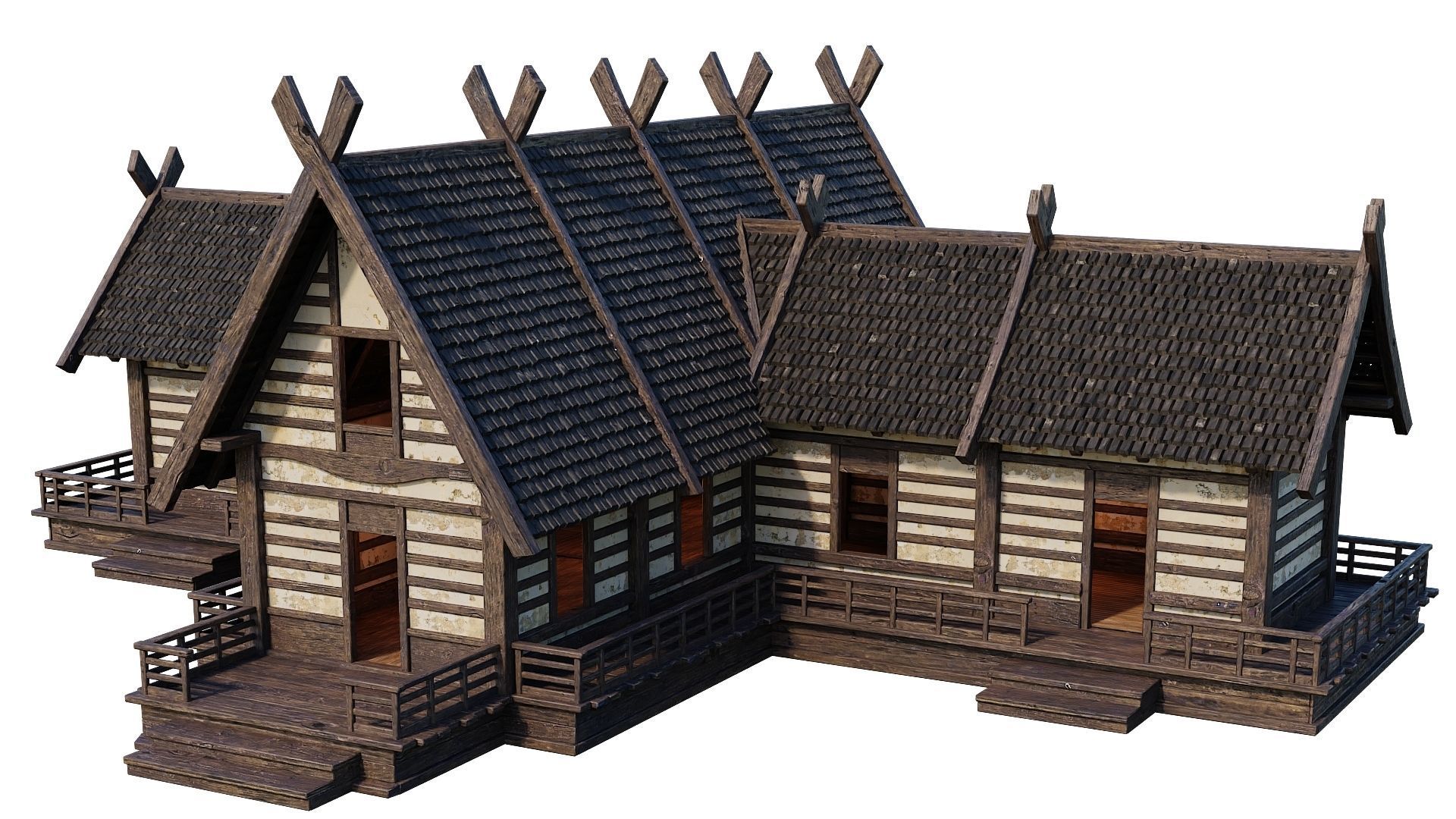 Old Medieval Building House 4K Textures GameReady 86 Low-poly 3D model_10