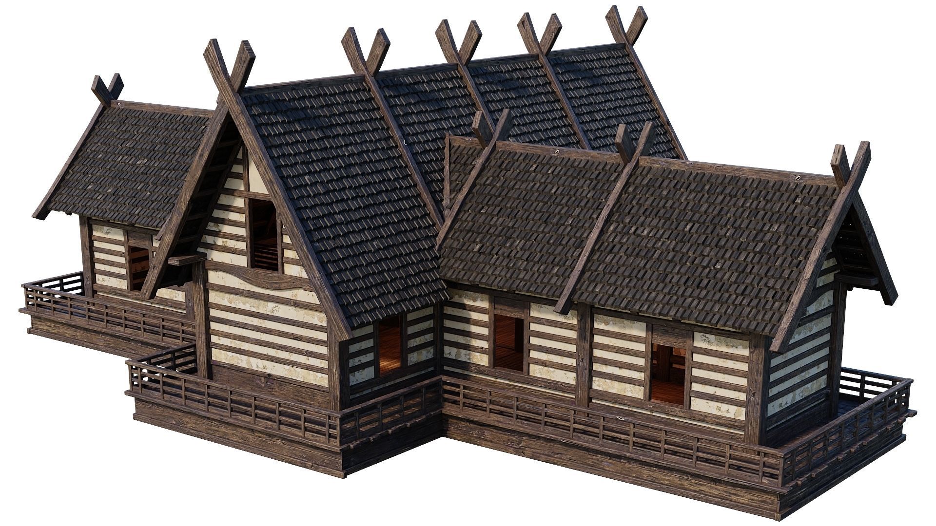 Old Medieval Building House 4K Textures GameReady 86 Low-poly 3D model_12