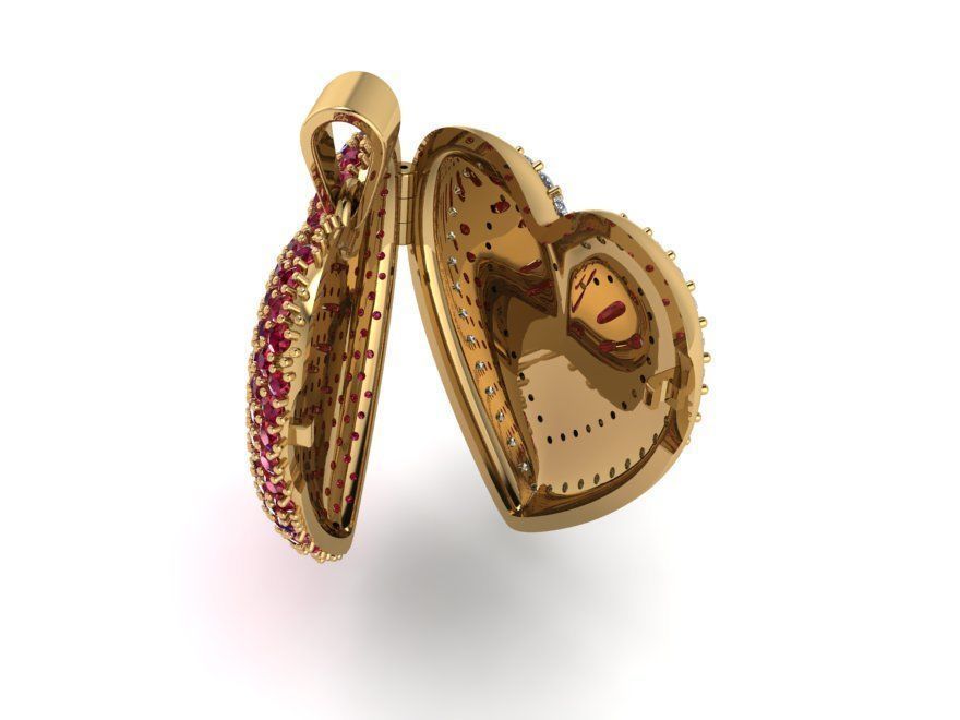 Heart pave pendant with hinge 583 3D print model_3