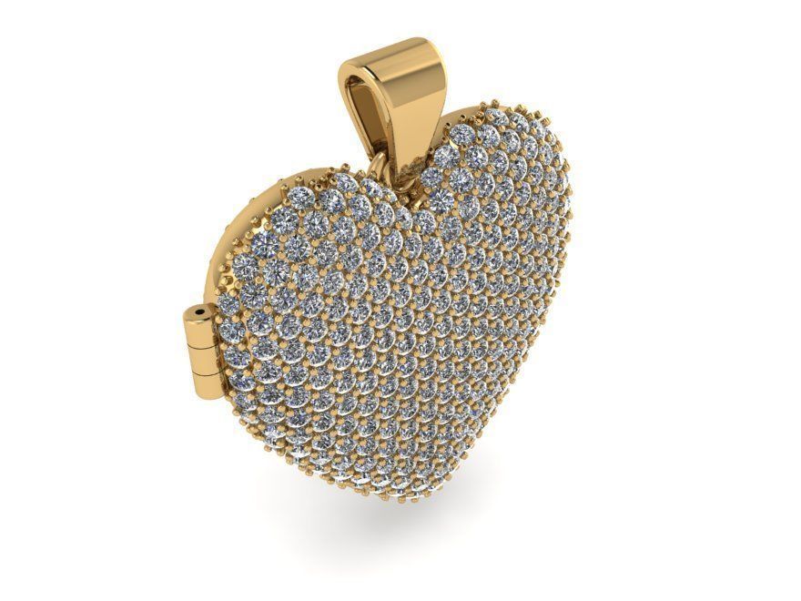 Heart pave pendant with hinge 583 3D print model_1