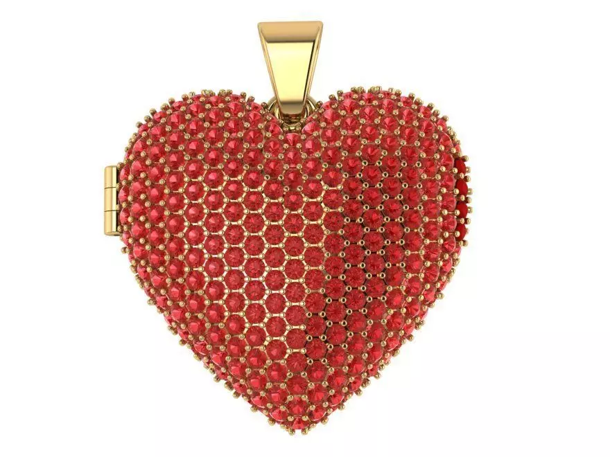 Heart pave pendant with hinge 583 3D print model_0
