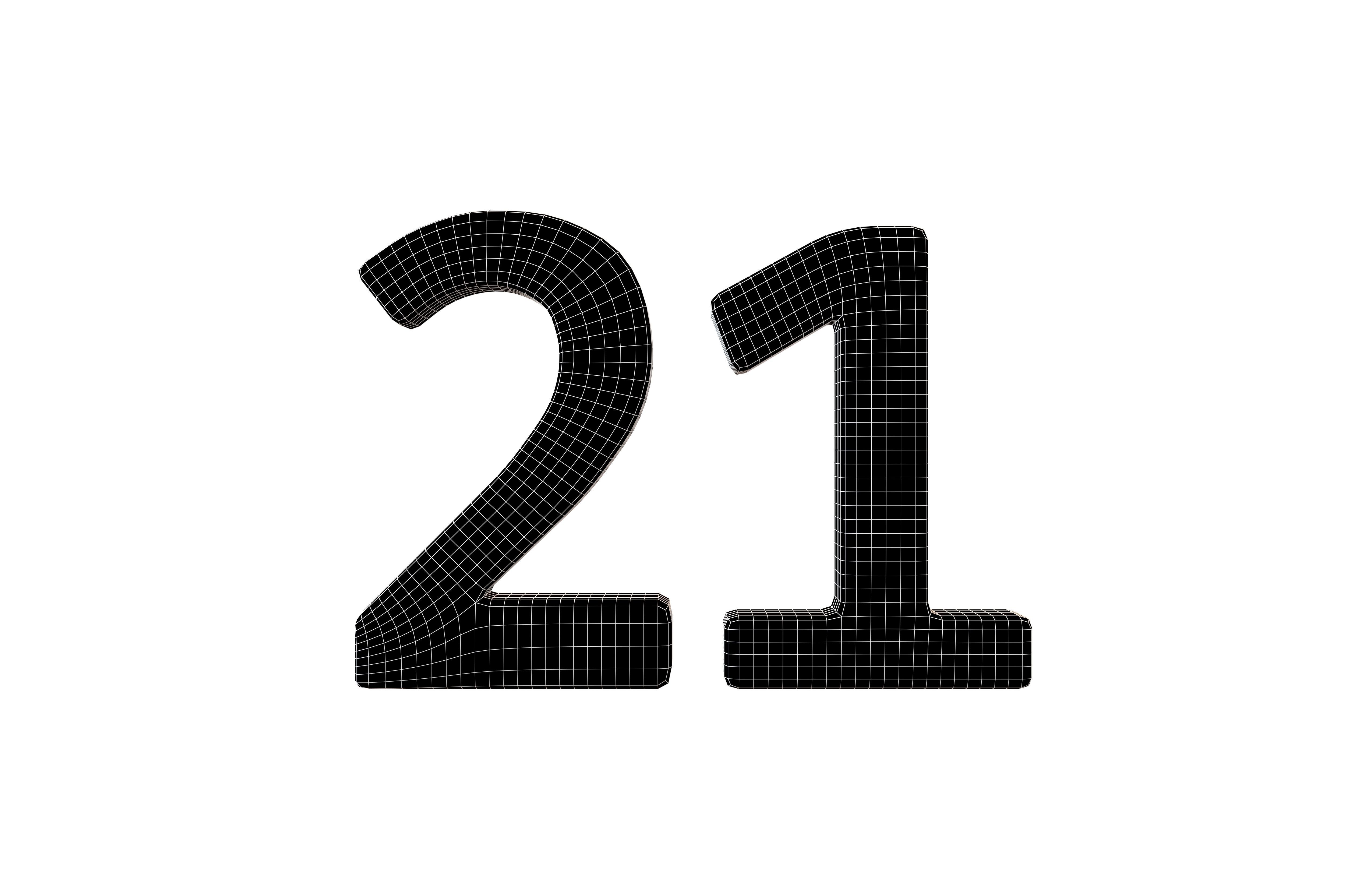 Date Number 21 v2 001 Low-poly 3D model_4