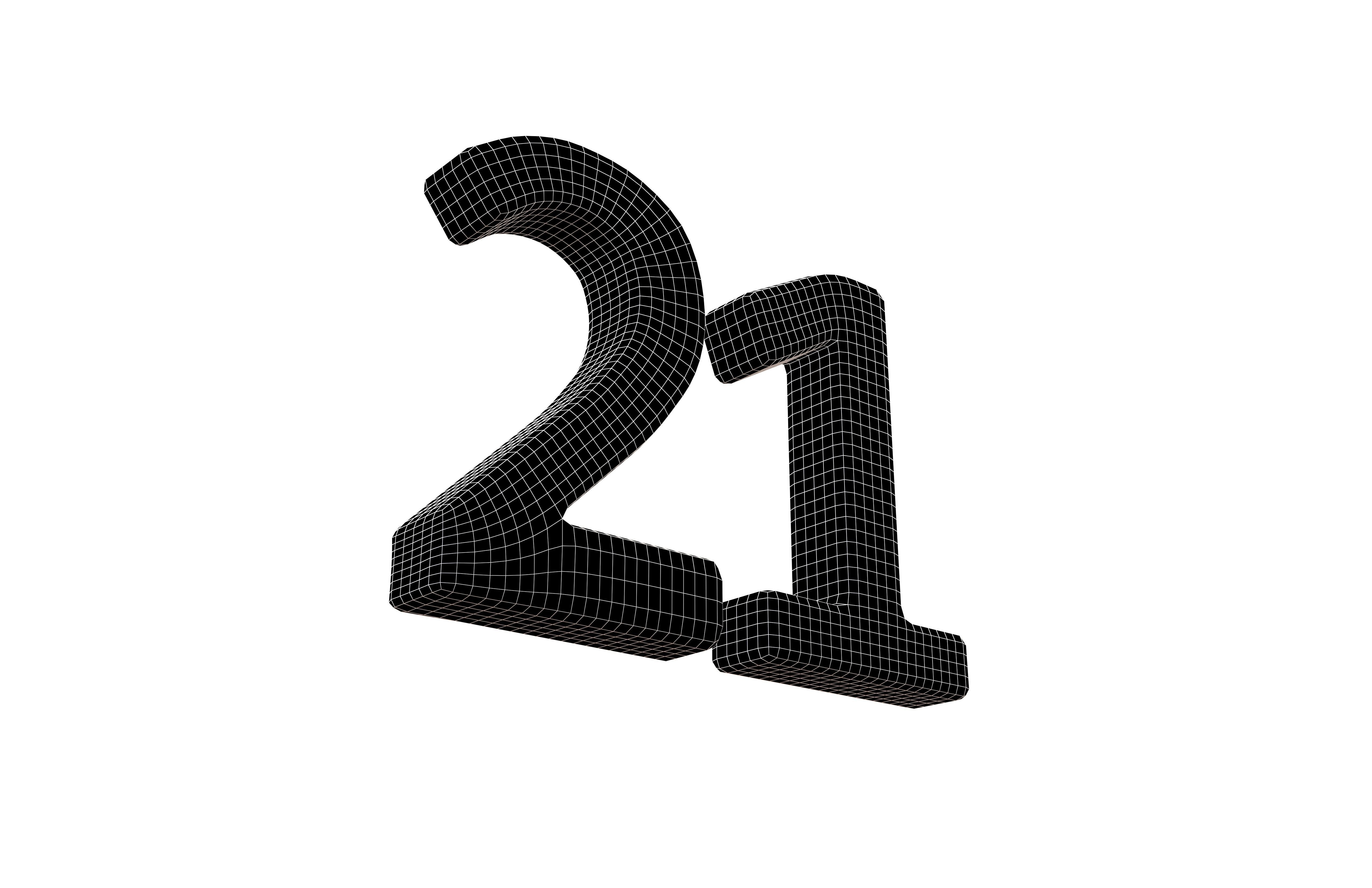 Date Number 21 v2 001 Low-poly 3D model_7