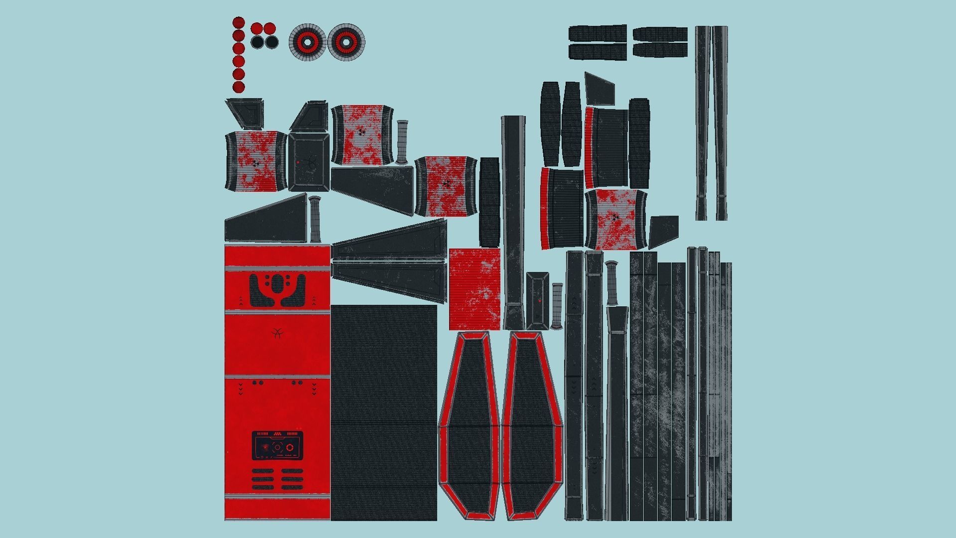 SciFi Backpack F09 Red - Fashion Character Design Low-poly 3D model_5