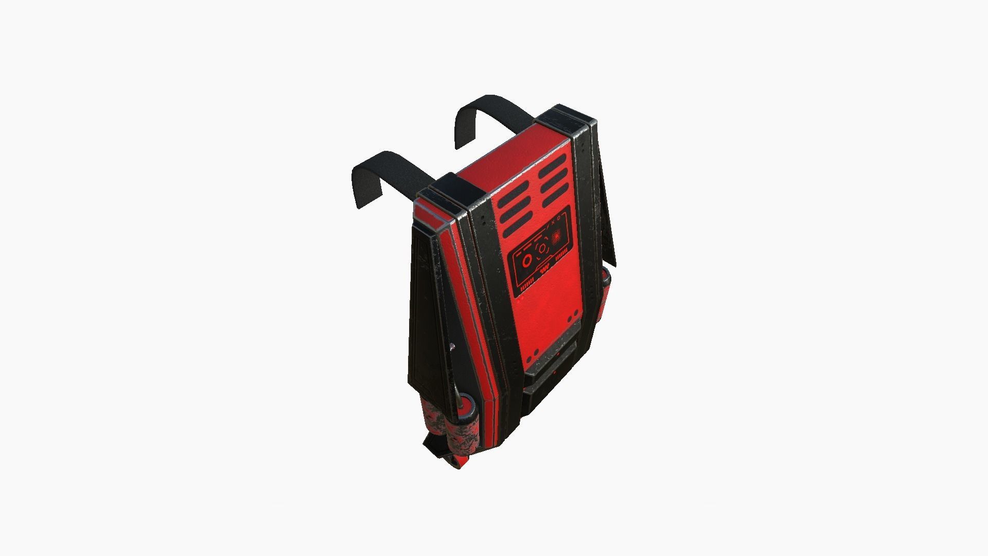 SciFi Backpack F09 Red - Fashion Character Design Low-poly 3D model_4