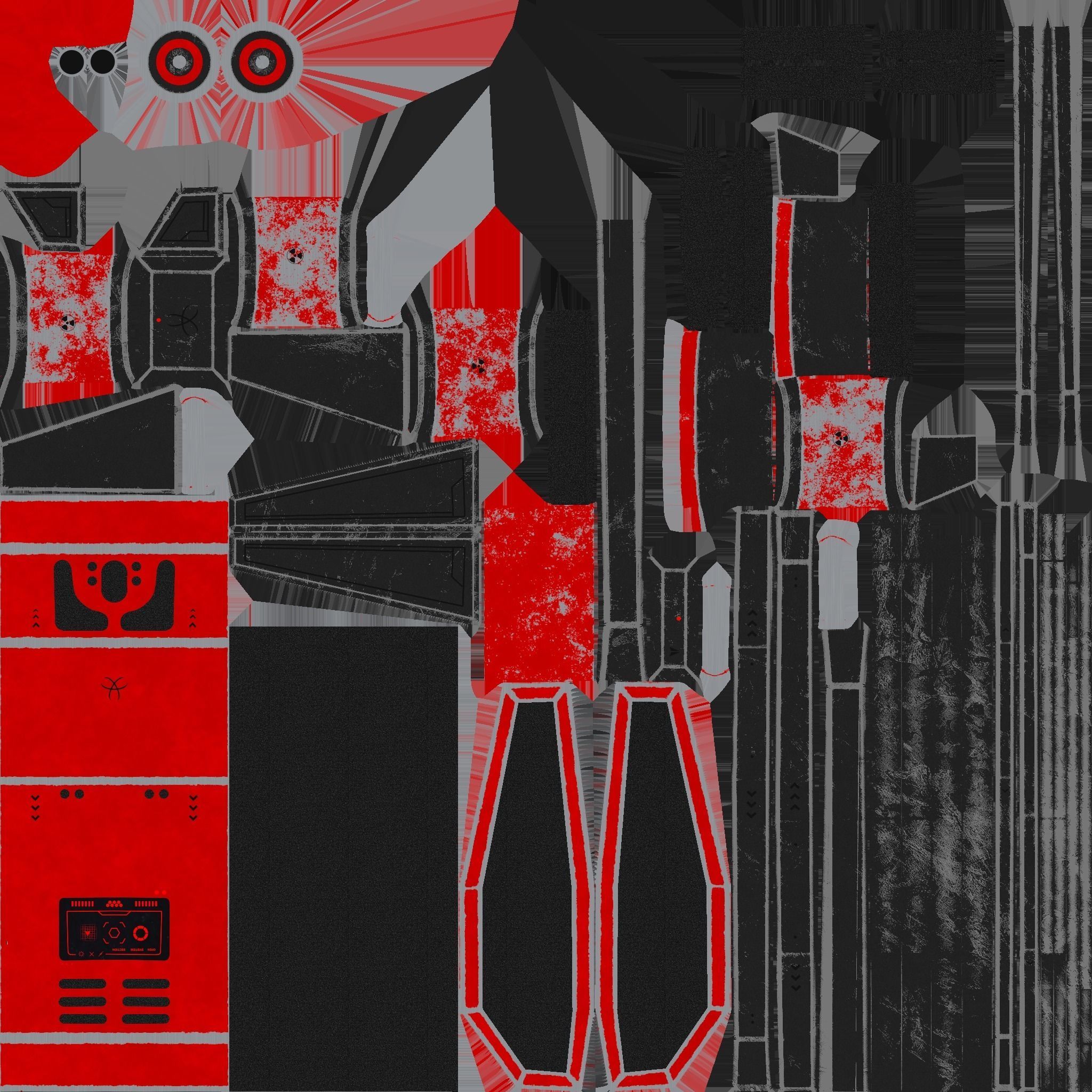 SciFi Backpack F09 Red - Fashion Character Design Low-poly 3D model_19