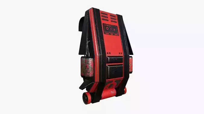 SciFi Backpack F09 Red - Fashion Character Design Low-poly 3D model