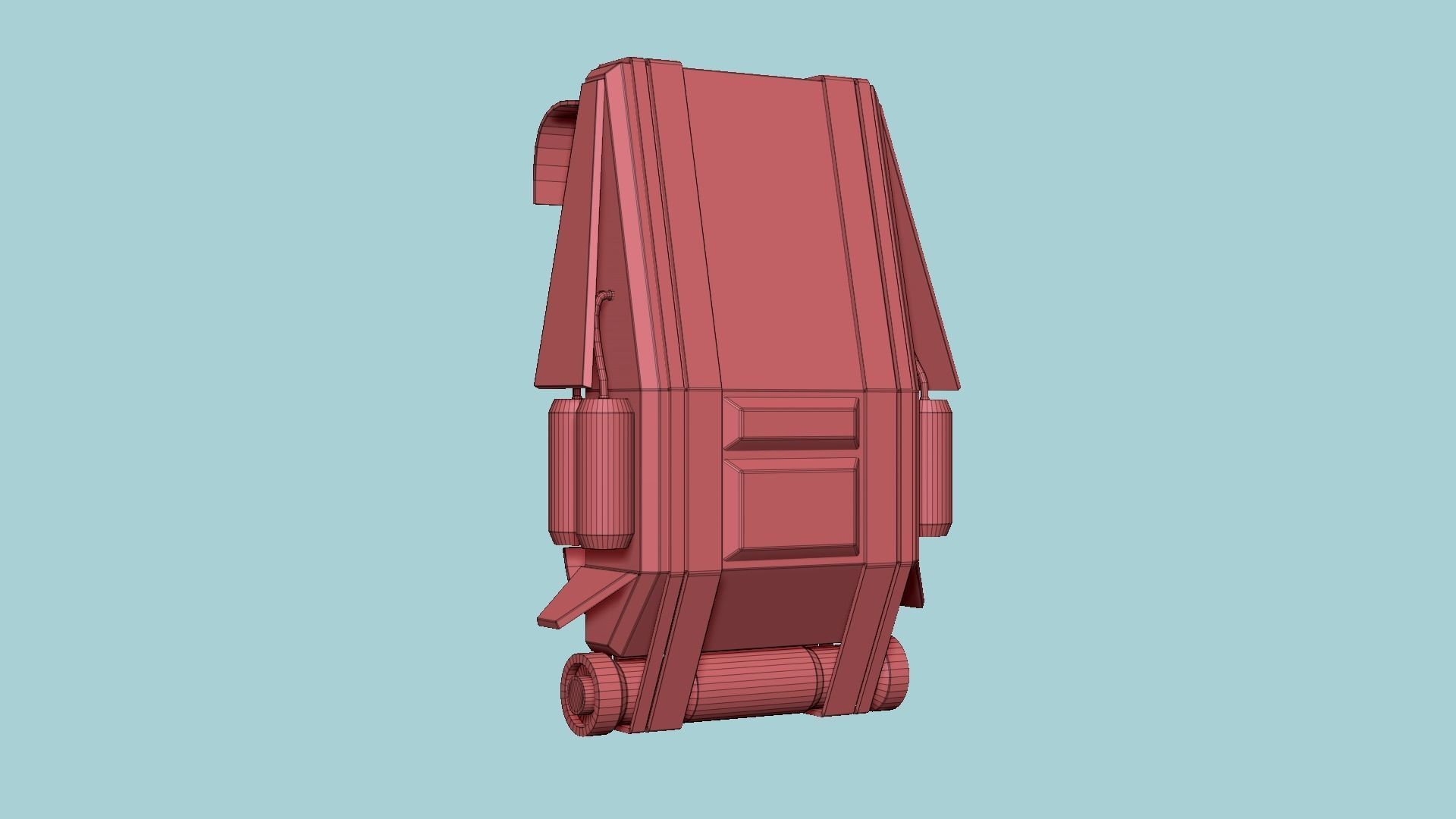 SciFi Backpack F09 Red - Fashion Character Design Low-poly 3D model_14