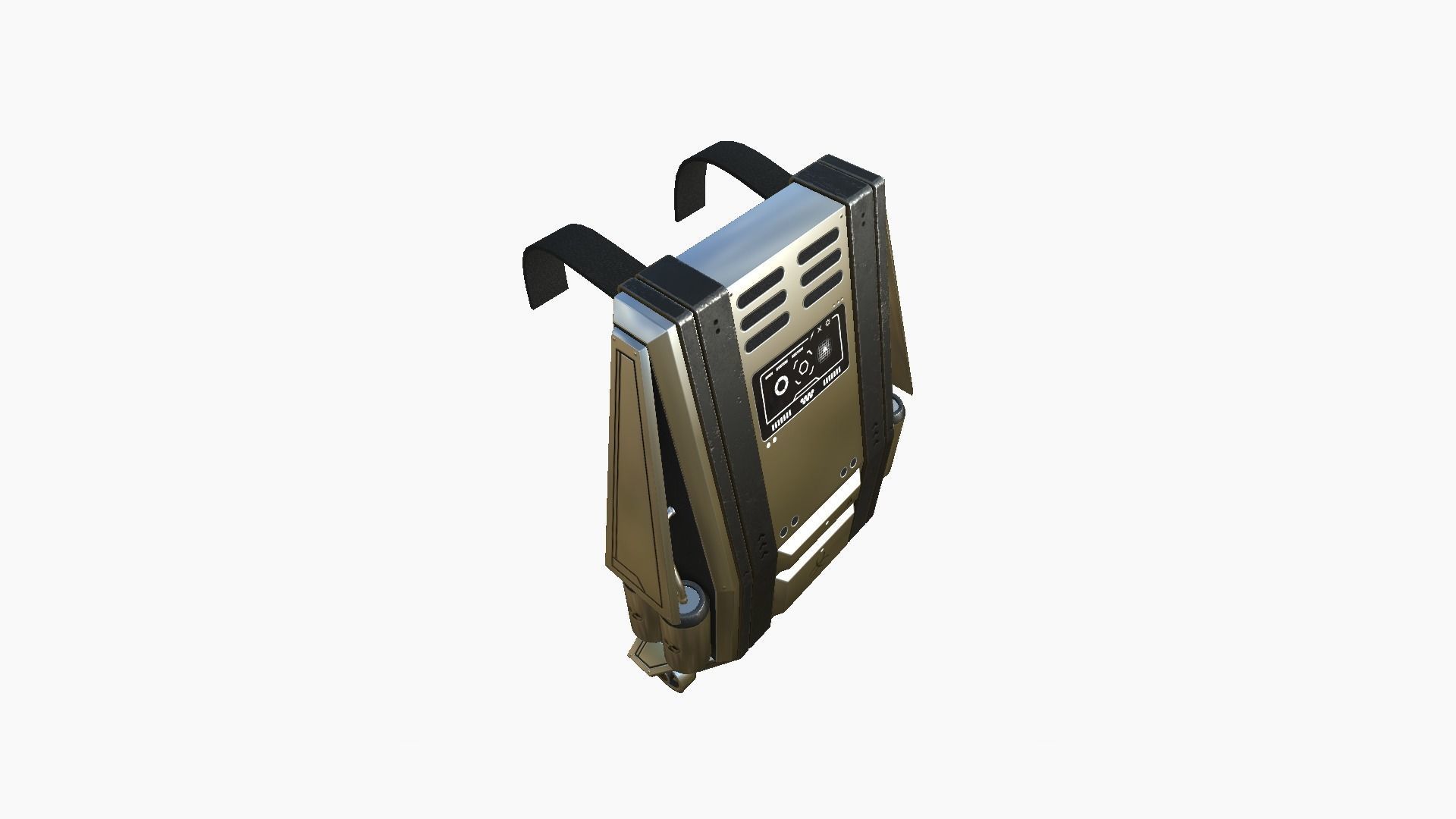 SciFi Backpack F10 Aluminum - Fashion Character Design Low-poly 3D model_4