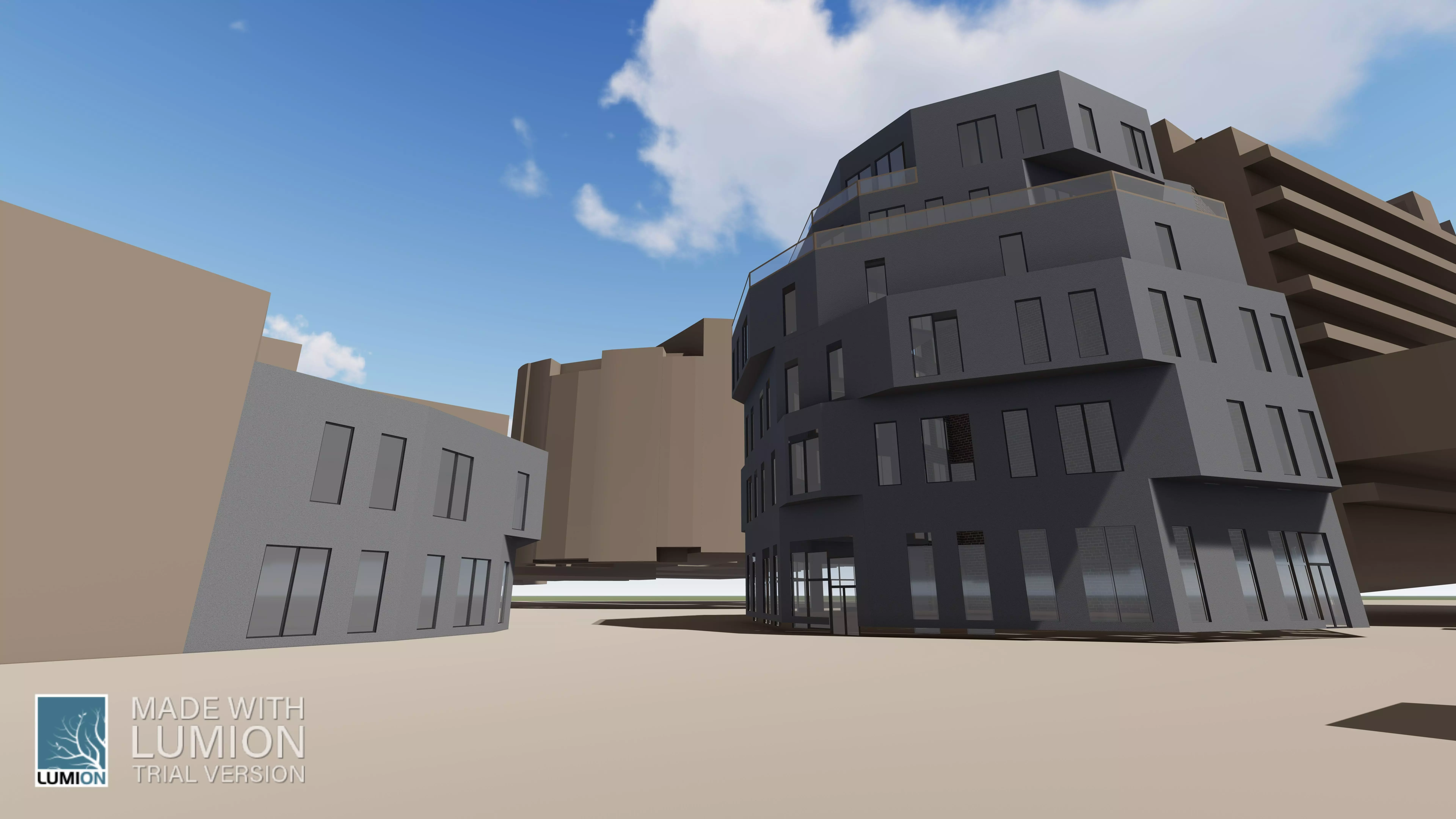 dormitory building in middle of city 3D model