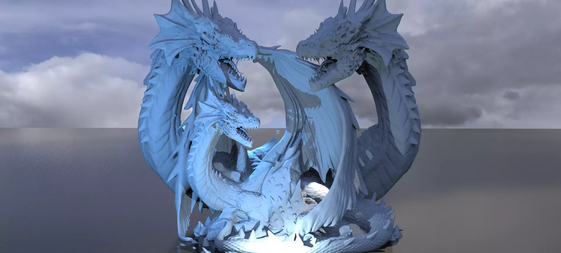 Arthurian Dragon King Sculpture huge   3D model_0