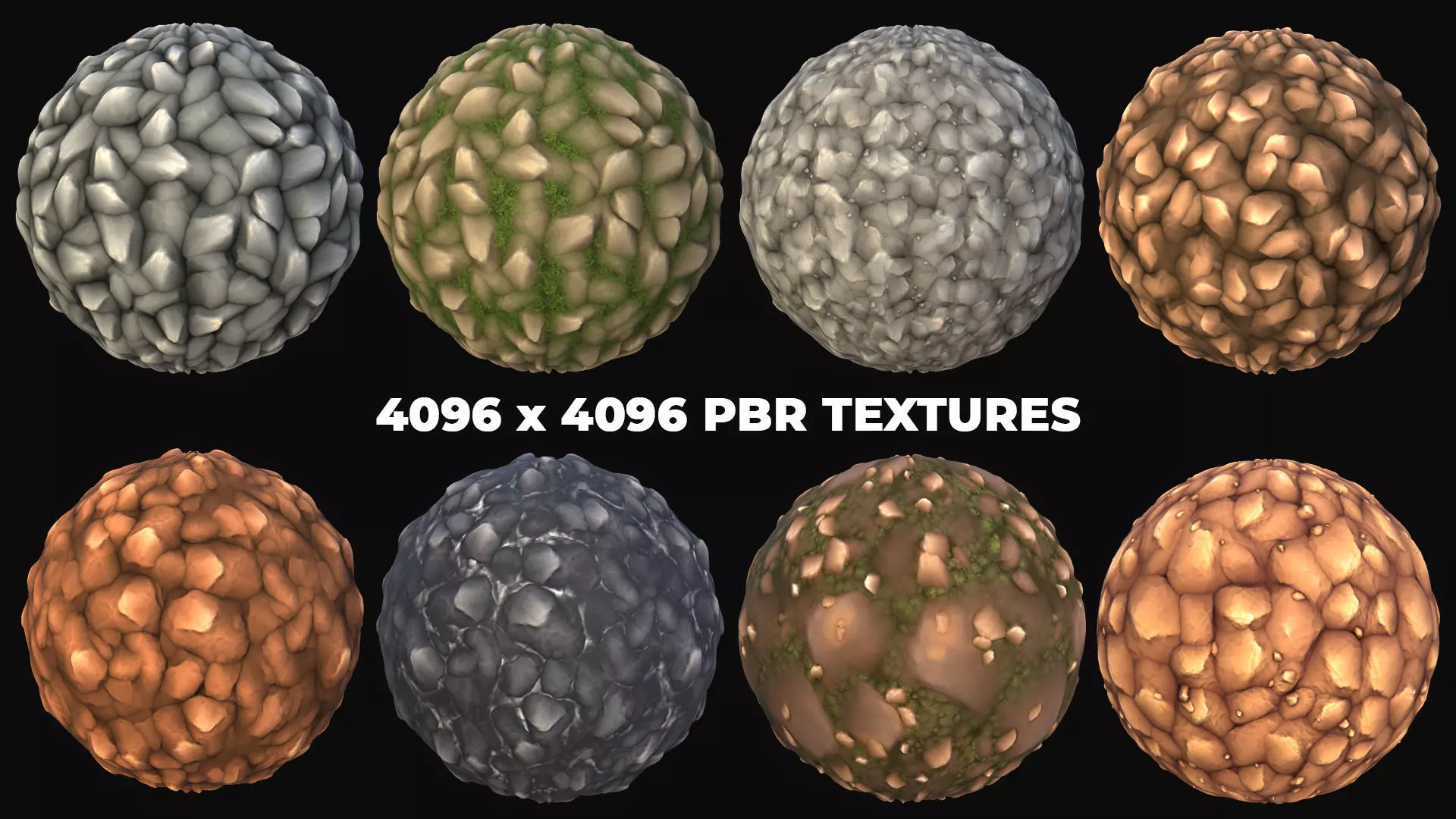 8 Stylized and Seamless Rocks and Stone PBR Materials - Set 1 Texture