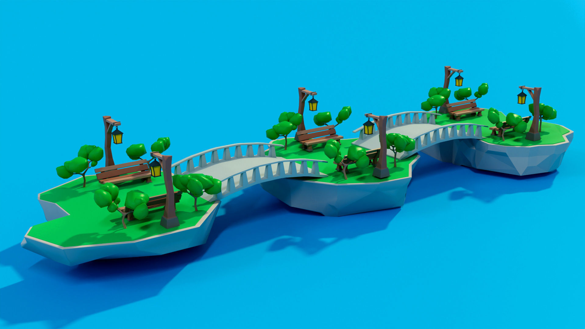 Cartoon sea village Low-poly 3D model_16