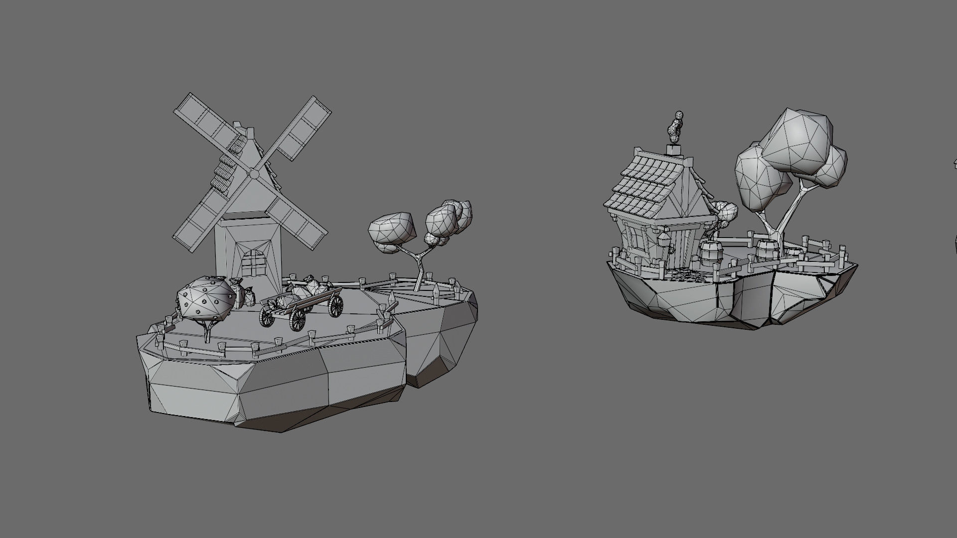 Cartoon sea village Low-poly 3D model_29