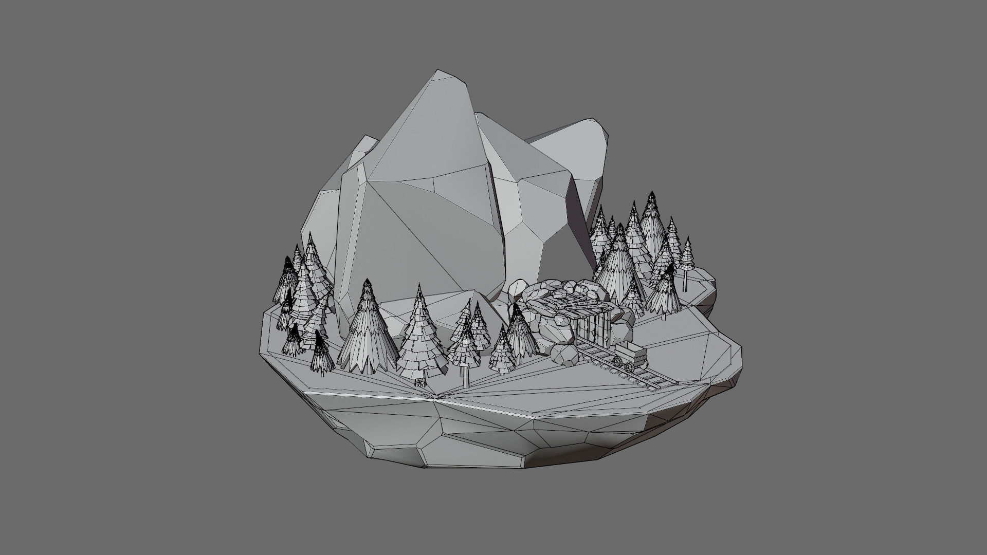 Cartoon sea village Low-poly 3D model_25