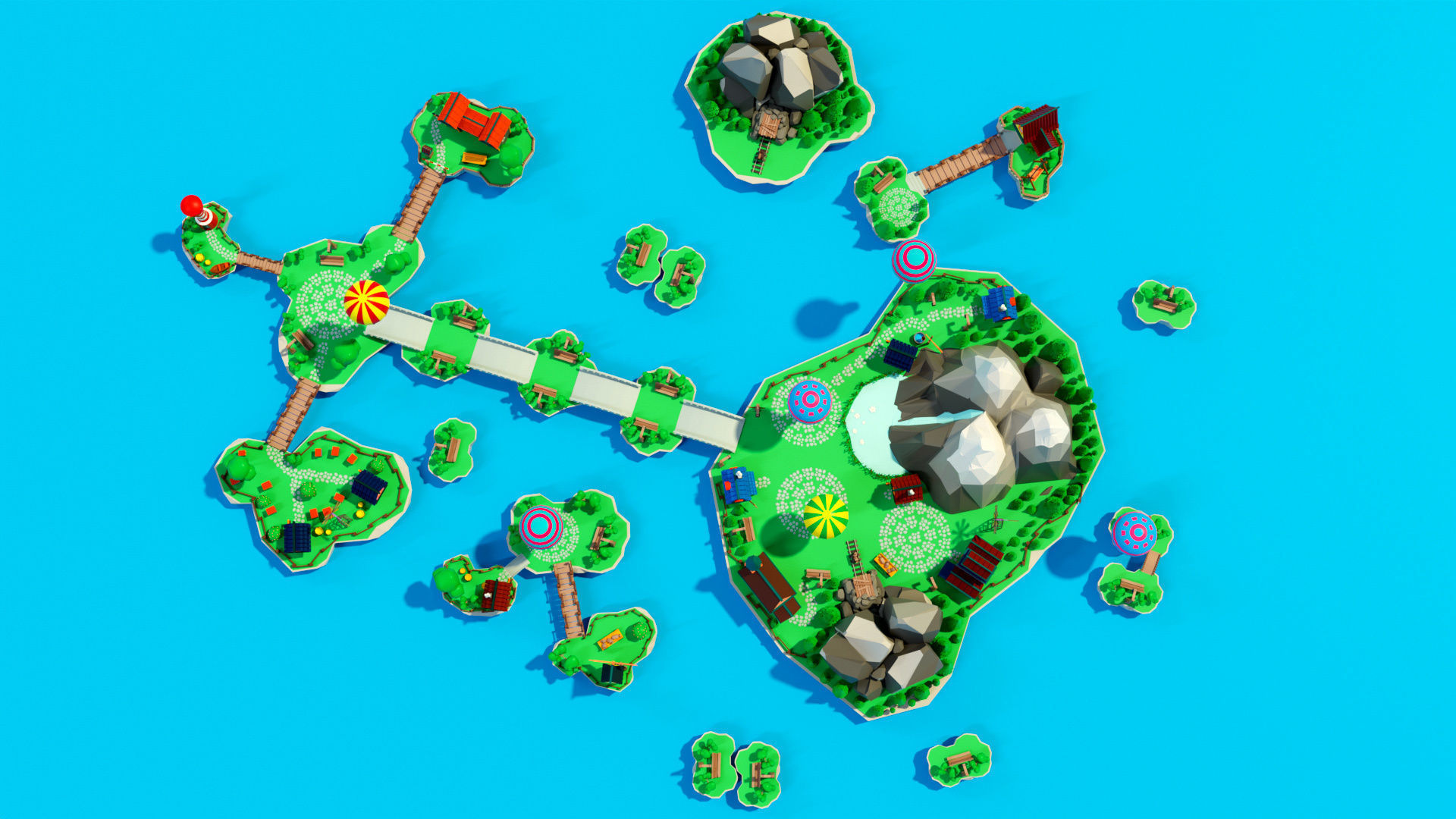 Cartoon sea village Low-poly 3D model_19