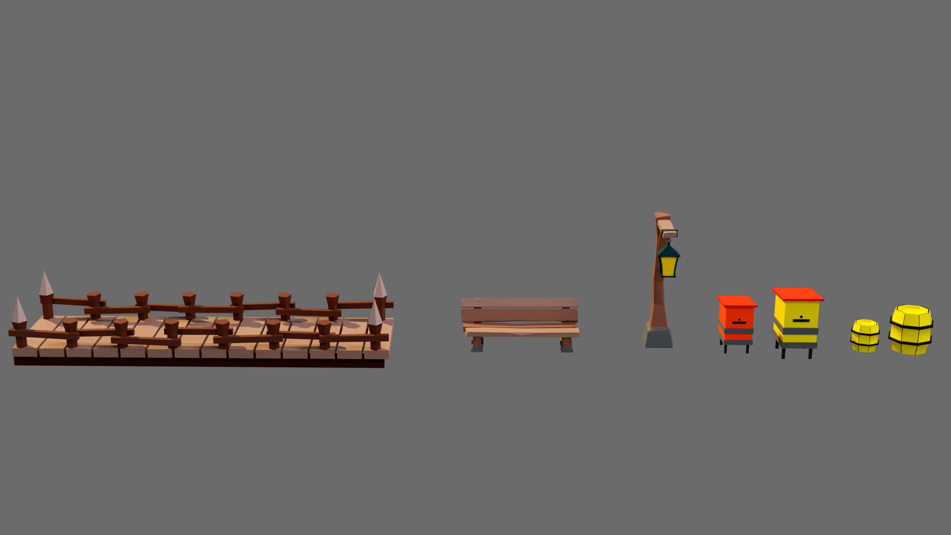 Cartoon sea village Low-poly 3D model_40