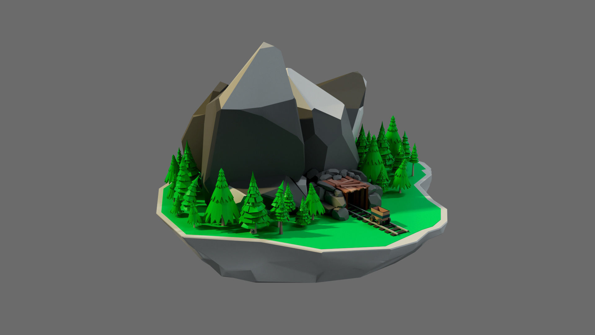 Cartoon sea village Low-poly 3D model_24