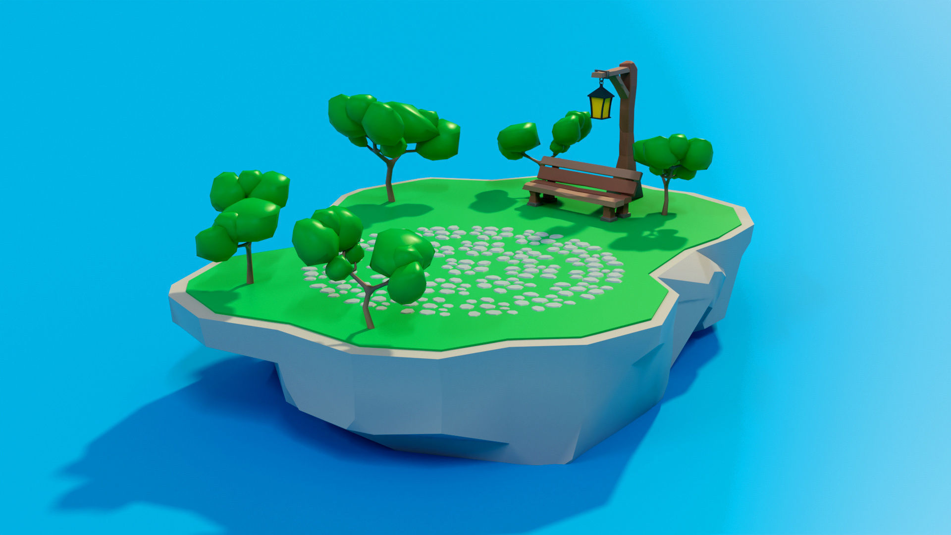 Cartoon sea village Low-poly 3D model_15