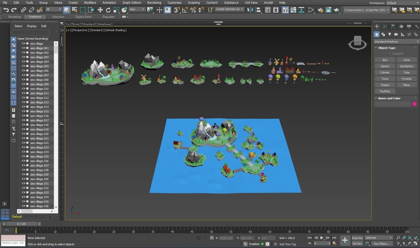 Cartoon sea village Low-poly 3D model_51
