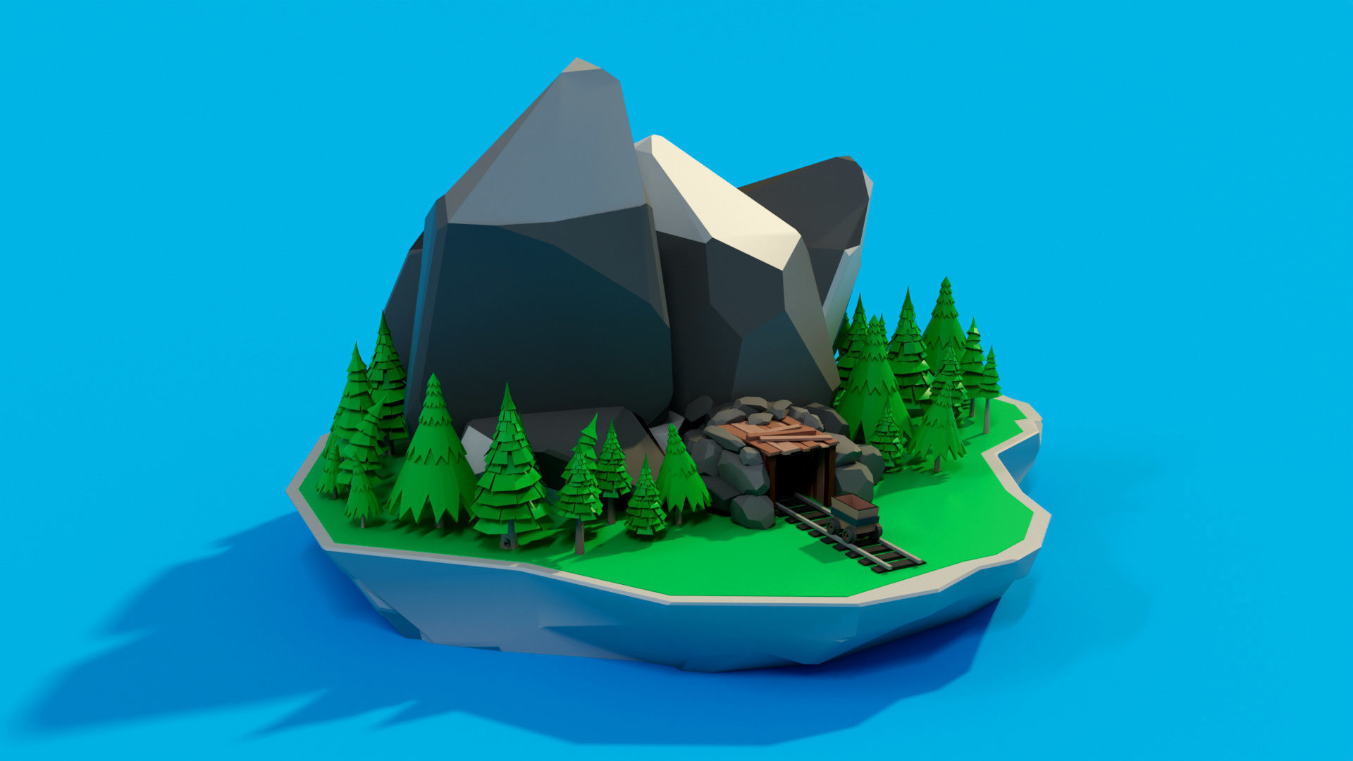 Cartoon sea village Low-poly 3D model_18