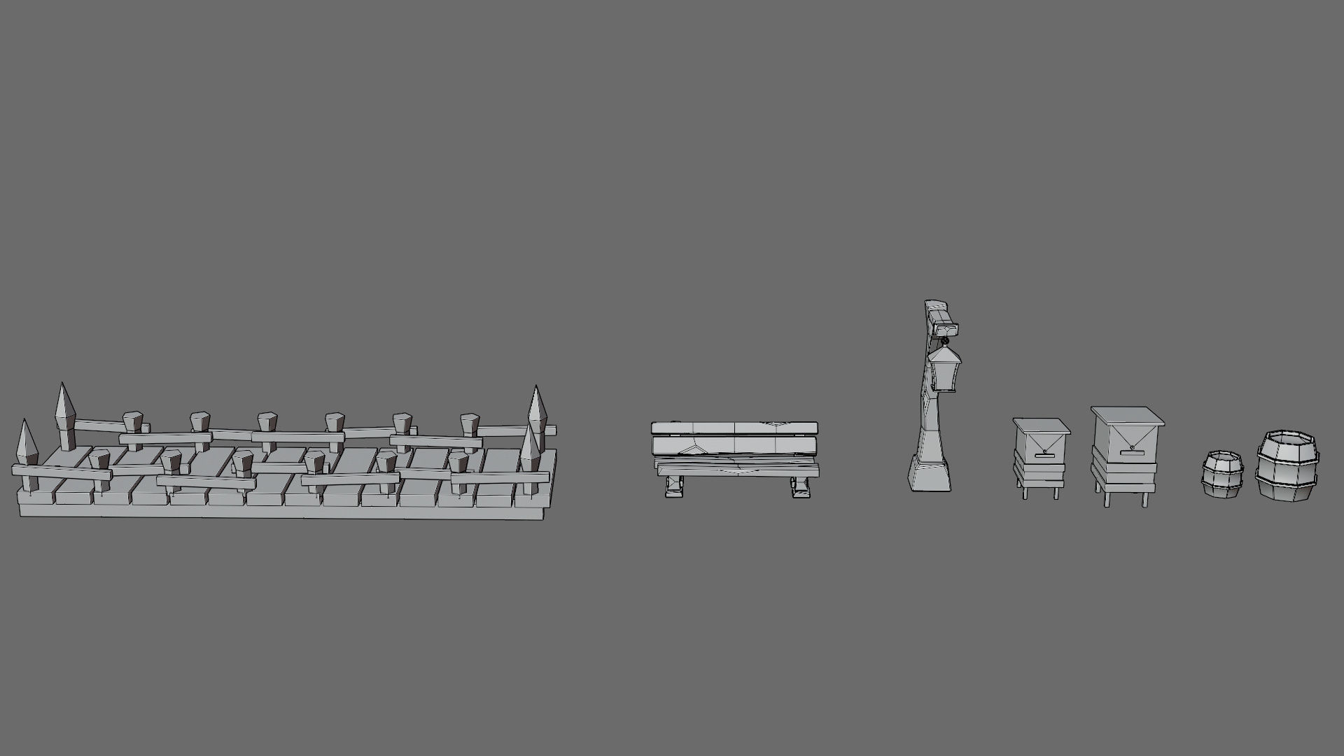 Cartoon sea village Low-poly 3D model_41