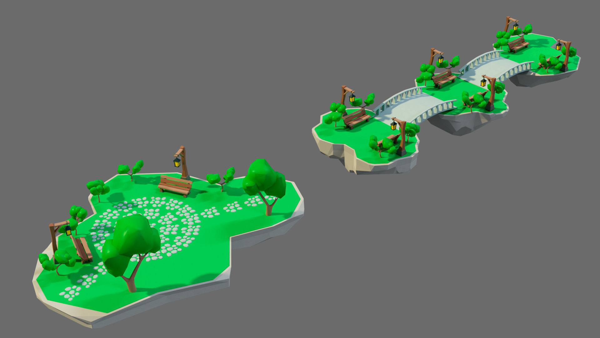Cartoon sea village Low-poly 3D model_34