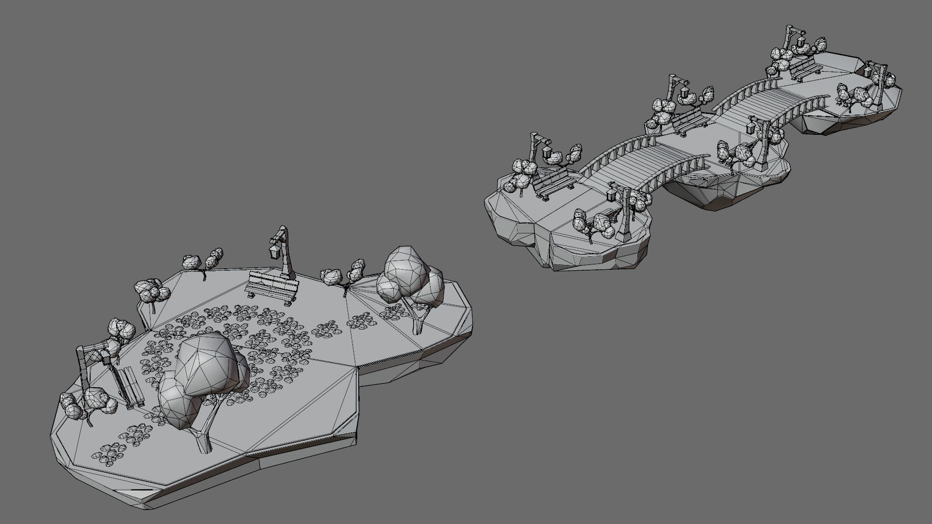 Cartoon sea village Low-poly 3D model_35