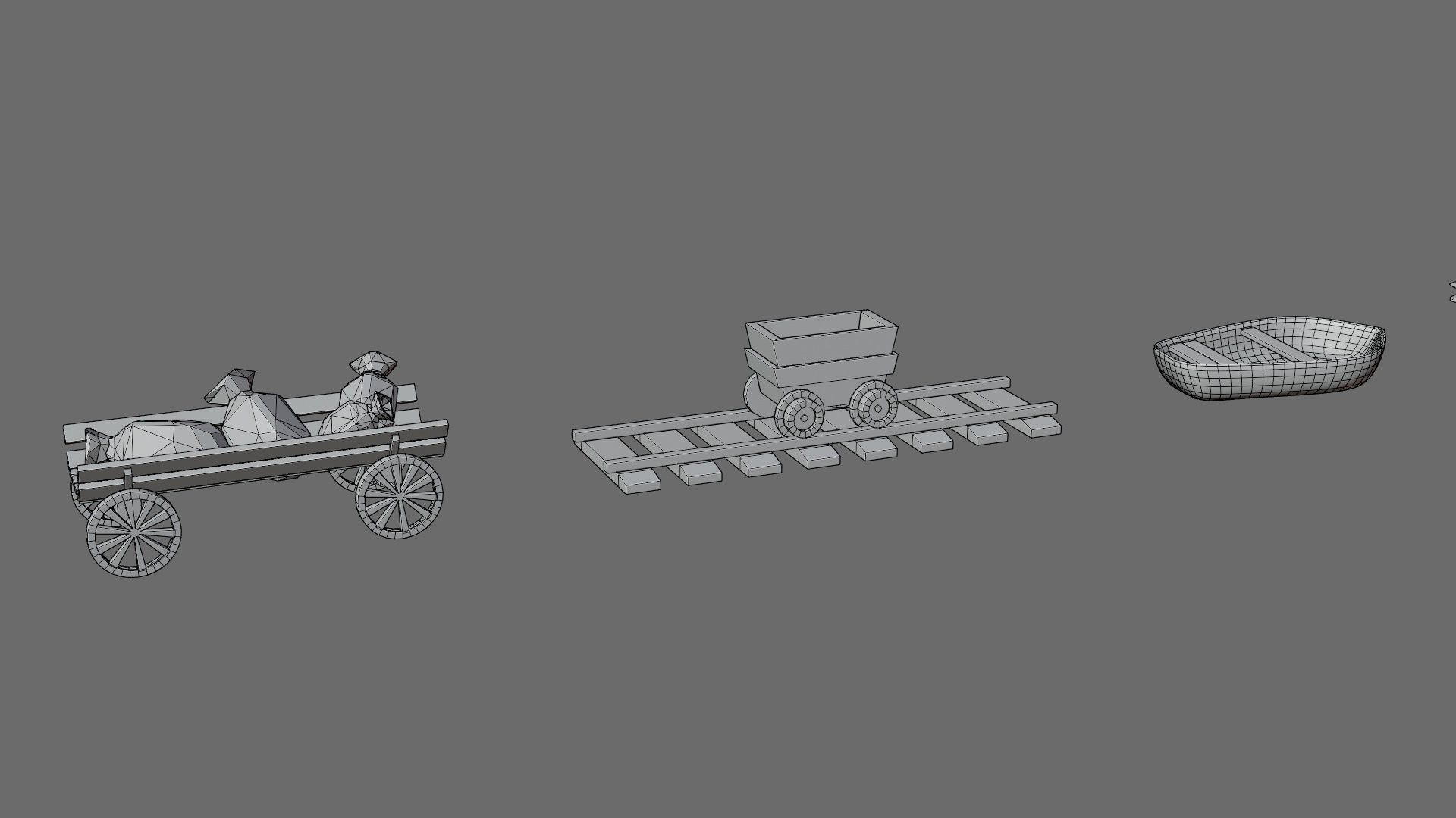 Cartoon sea village Low-poly 3D model_43