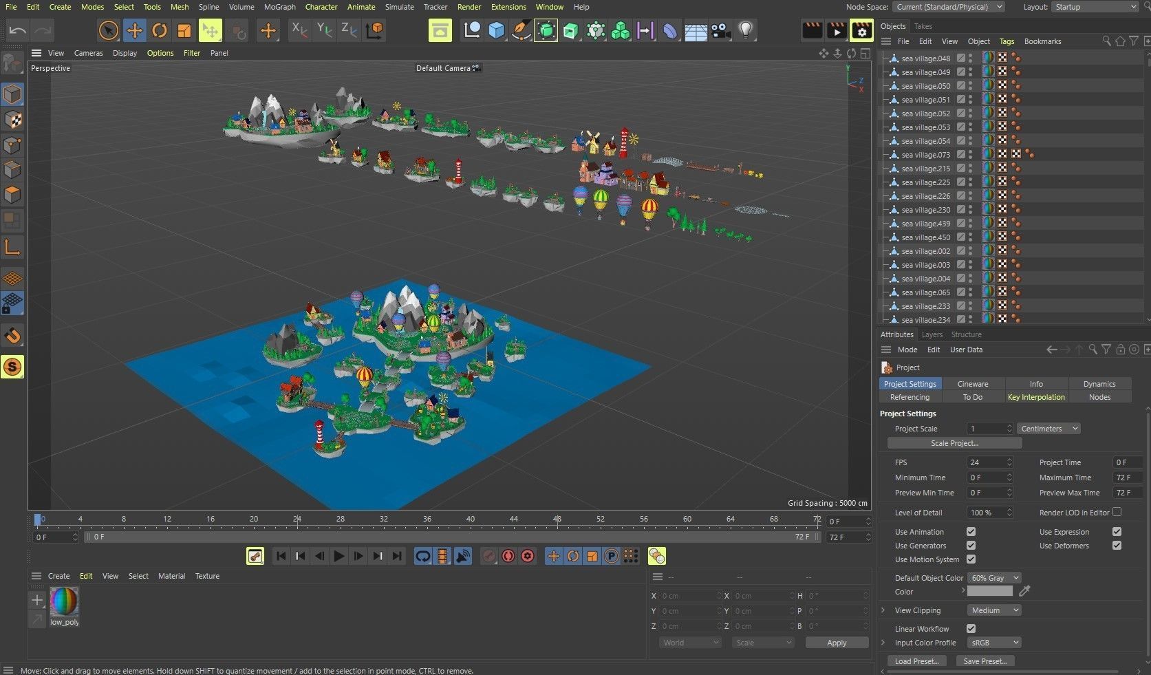 Cartoon sea village Low-poly 3D model_50