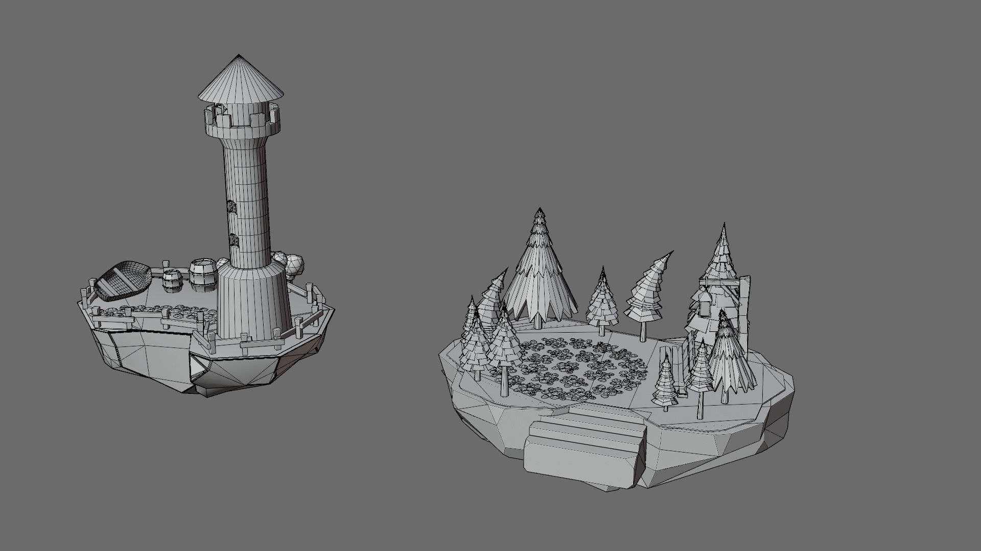 Cartoon sea village Low-poly 3D model_33