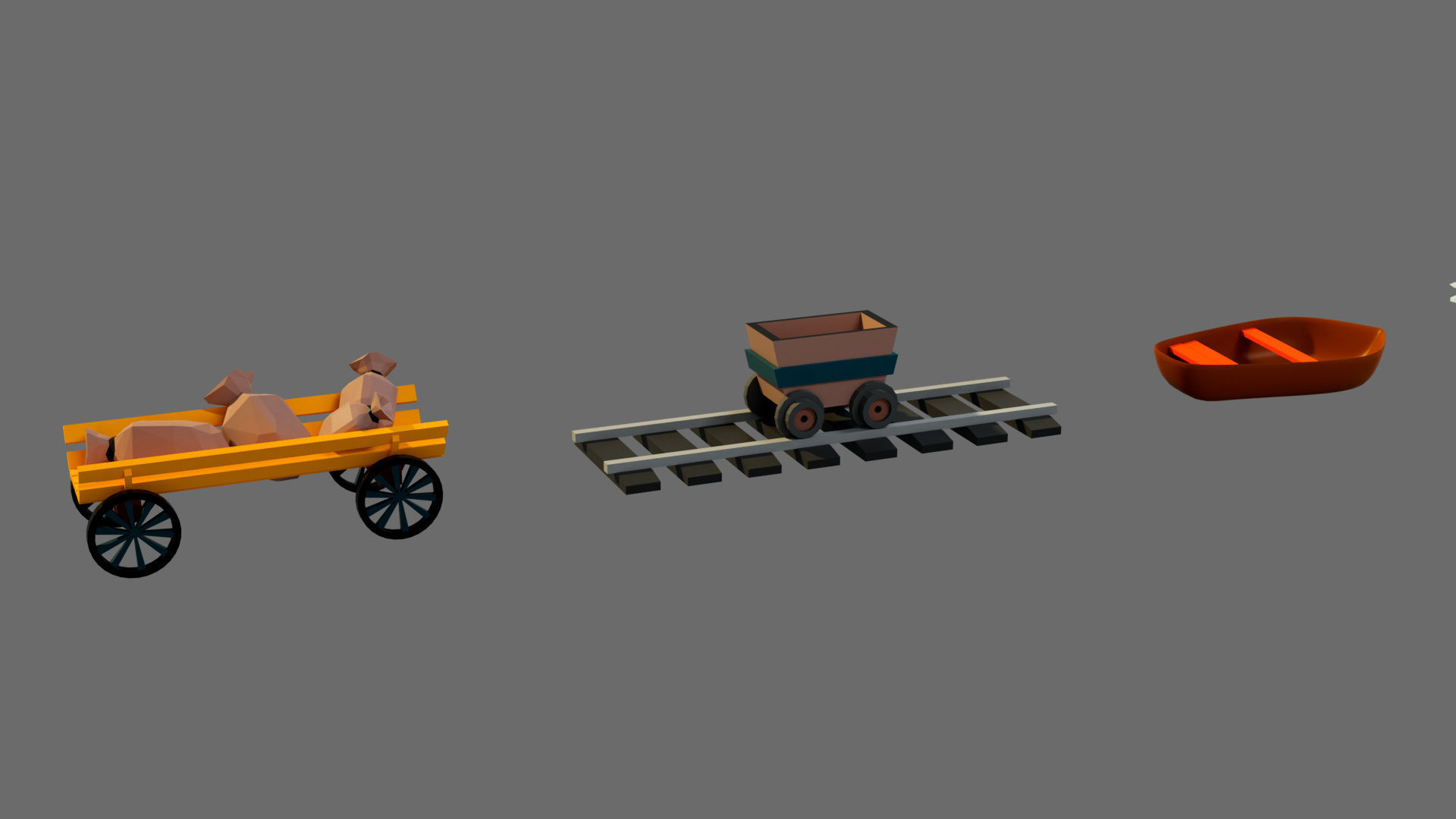 Cartoon sea village Low-poly 3D model_42