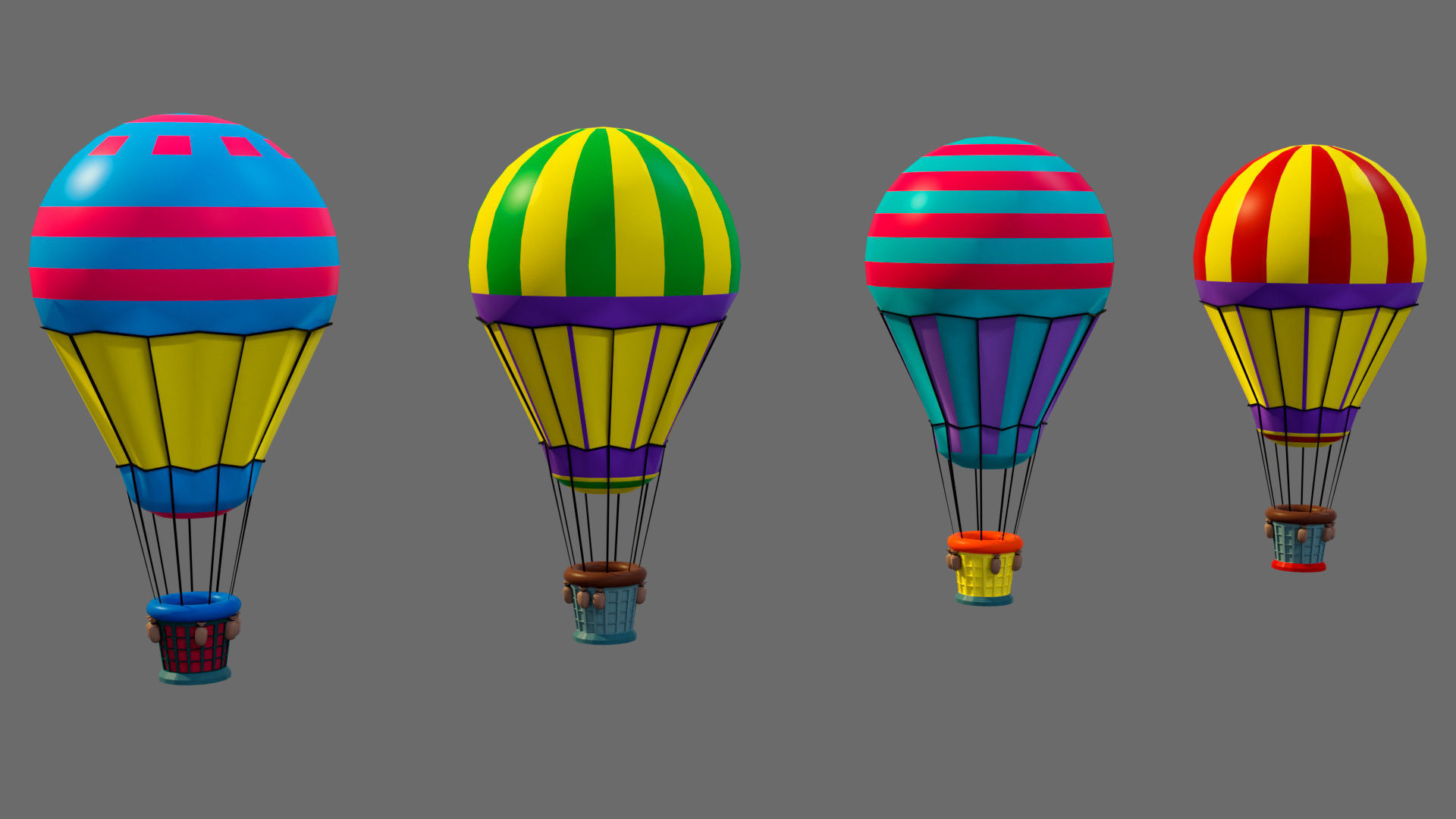 Cartoon sea village Low-poly 3D model_48