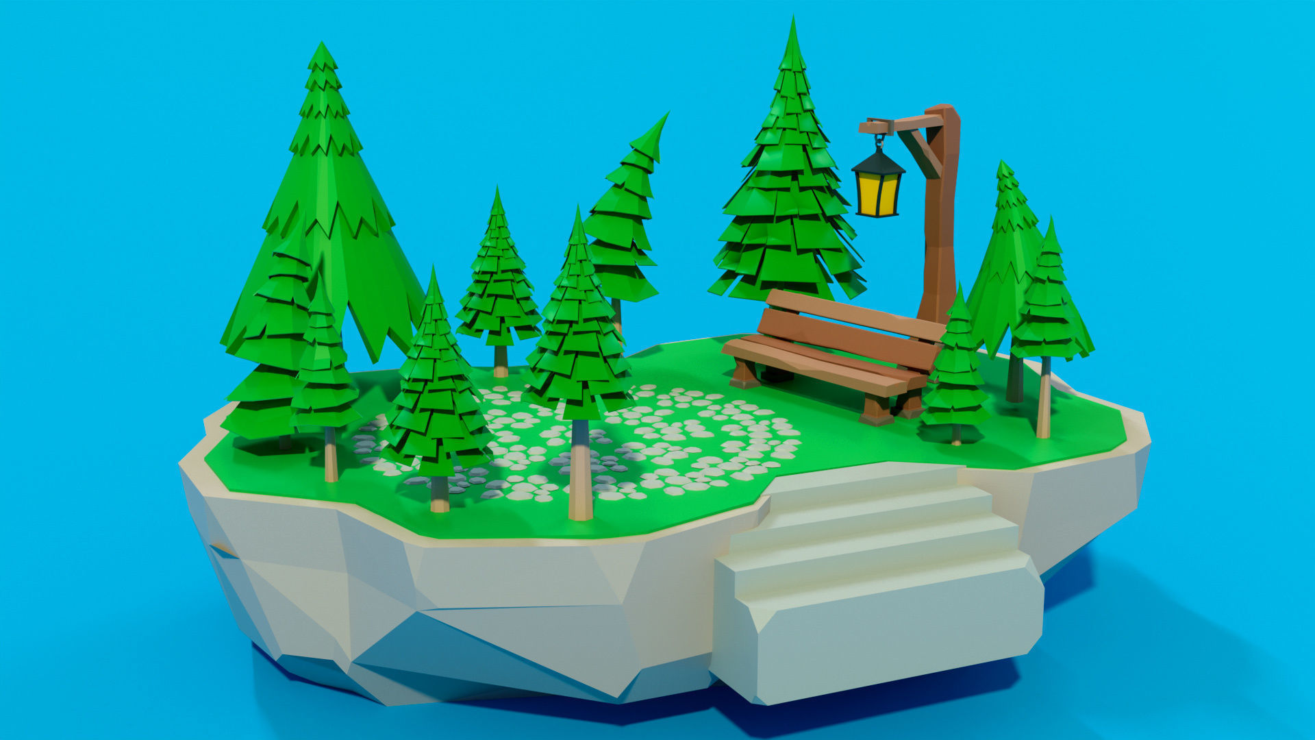 Cartoon sea village Low-poly 3D model_17